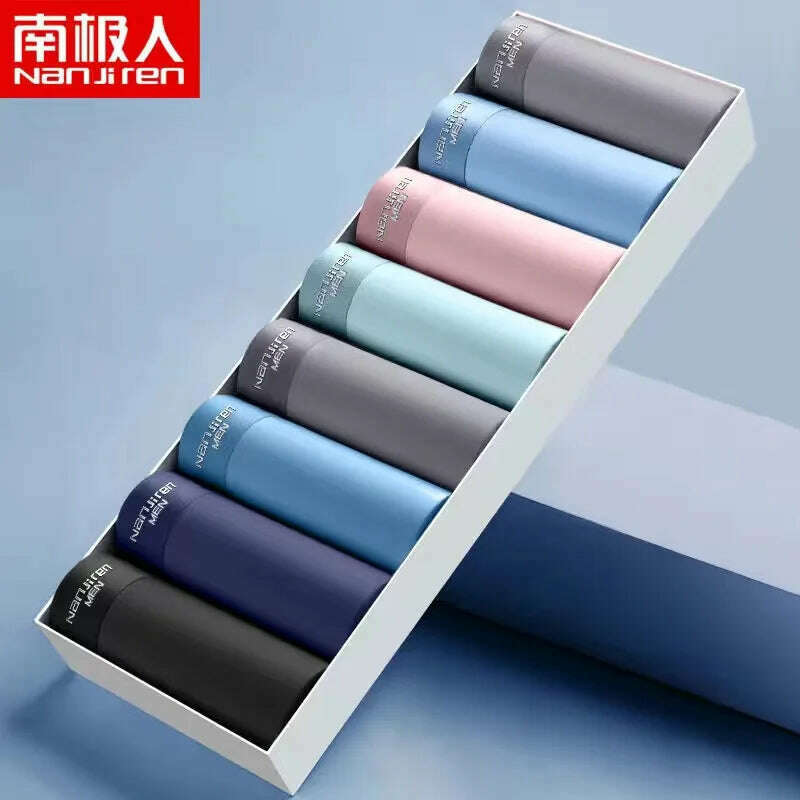 KIMLUD, 8Pcs/Lot Men Boxers Men's Underwear 3A Antibacterial Underpants Ice Silk Men Boxer Shorts Breathable Elastic Male Panties L-4XL, KIMLUD Womens Clothes