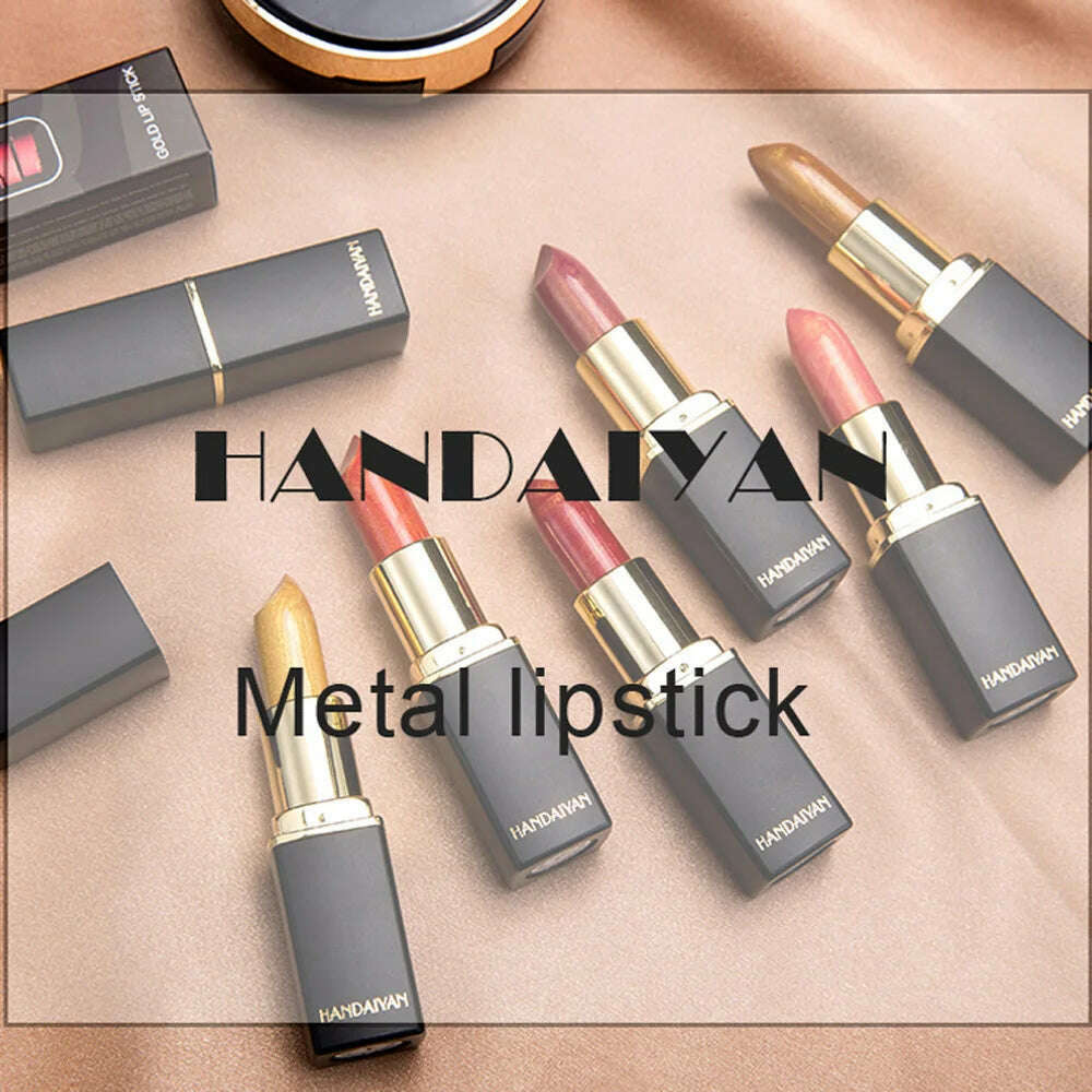 KIMLUD, 9 Colors Waterproof Nude Pink Glitter Lipstick Makeup Long Lasting Velve Red Mermaid Sexy Shimmer Shine Lipstick Cosmetic Beauty, KIMLUD Women's Clothes