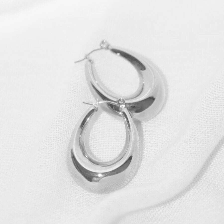 925 Sterling Silver Vintage Oval Shape Gold Earrings For Women Trendy Earring Jewelry Prevent Allergy Party Accessories Gift - KIMLUD