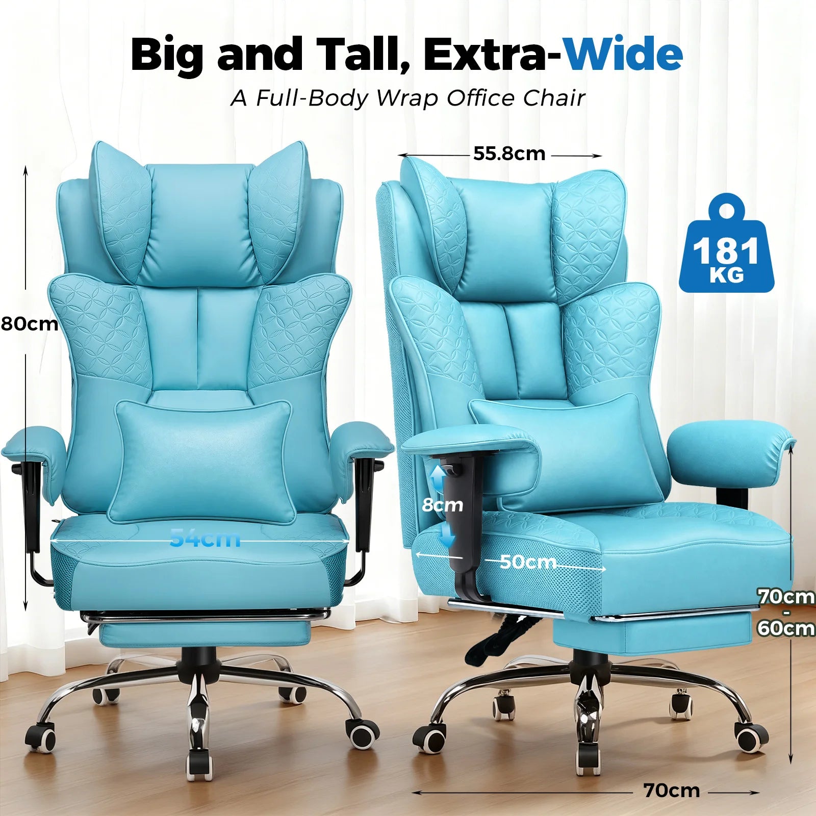 Gaming Chair – Ergonomic with Footrest – PU Leather | KIMLUD