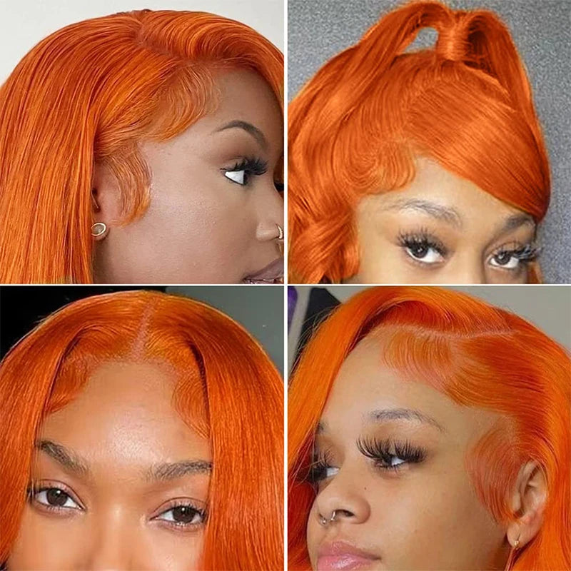 Lace Front Wig – 34 Inch Straight – Orange Ginger | KIMLUD