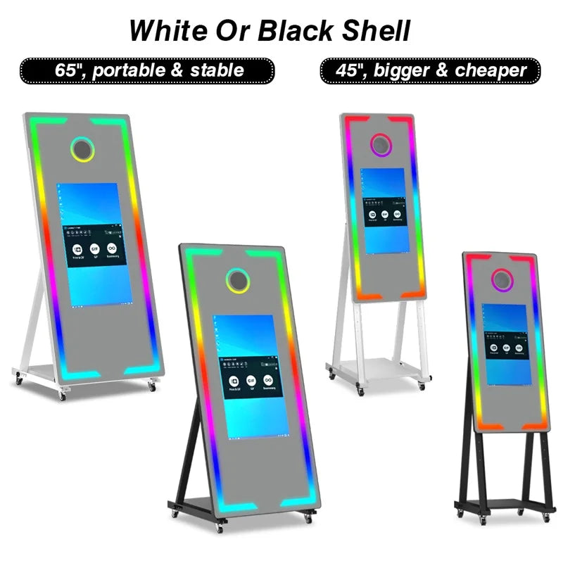 2026 Touch Screen Photobooth Portable  40 inch  65 inch Mirror magic Photo Booth Machine For Wedding Party Activity