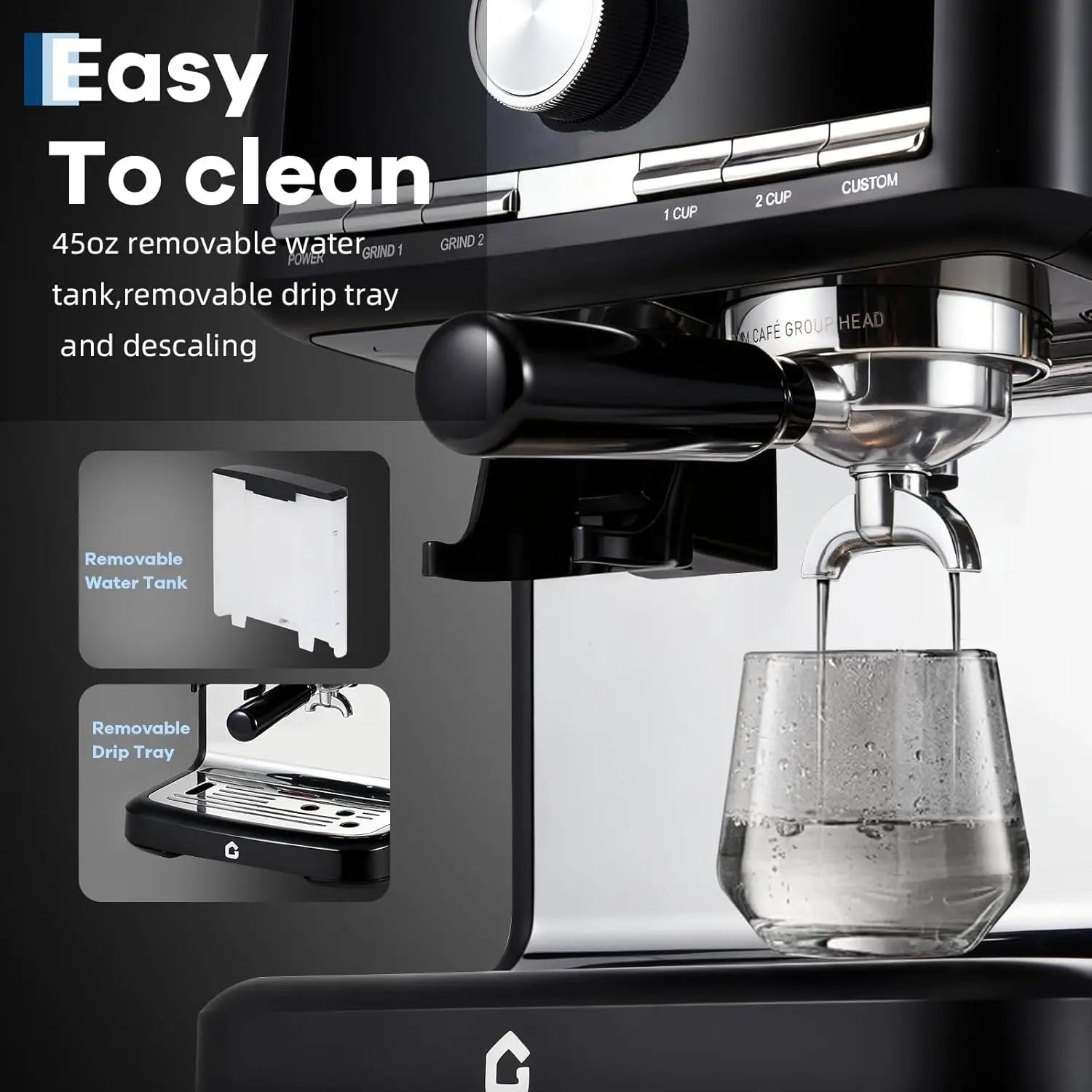 Espresso Machine – 15 Bar Pressure – With Milk Frother and Grinder – Plastic Housing | KIMLUD