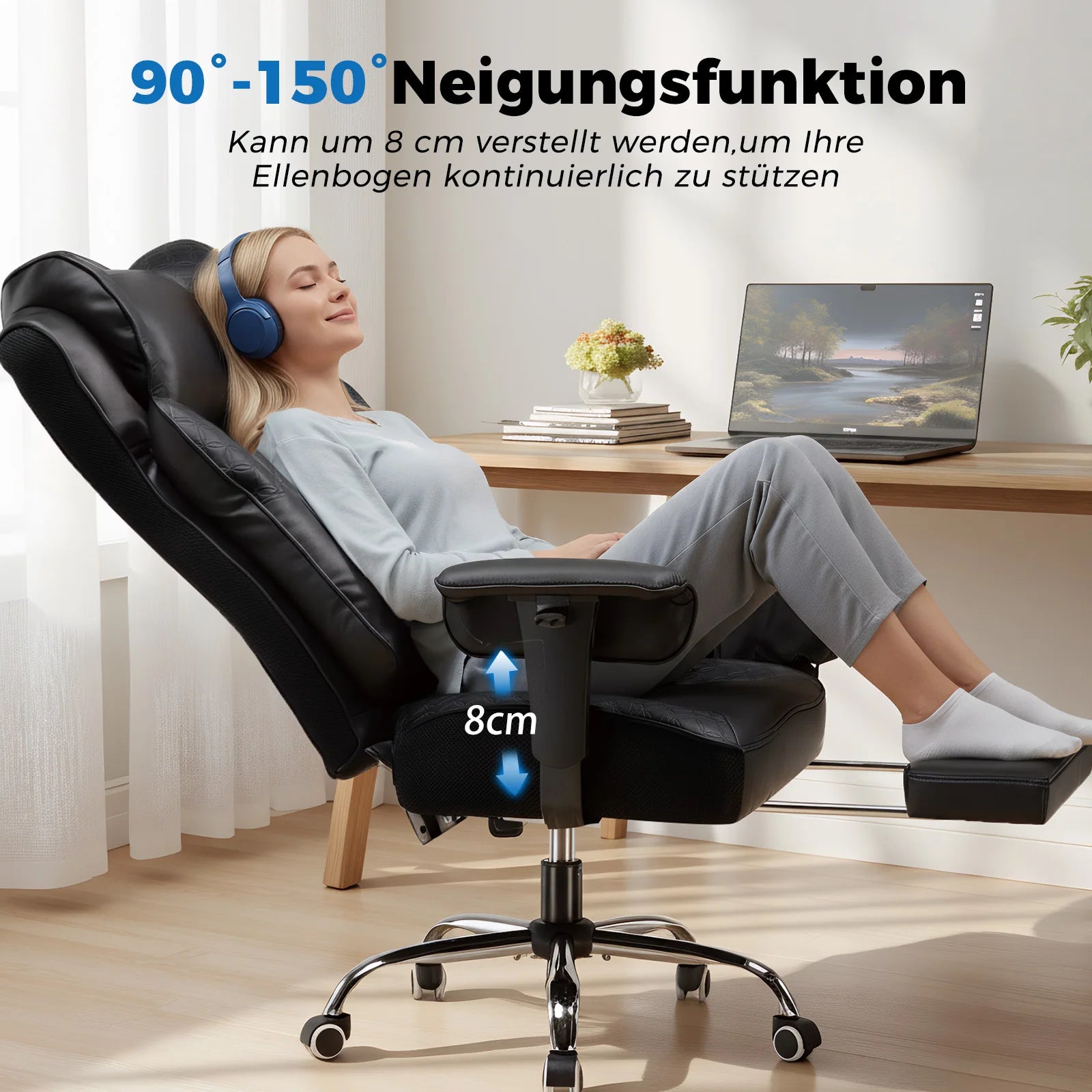 Gaming Chair – Ergonomic with Footrest – PU Leather | KIMLUD