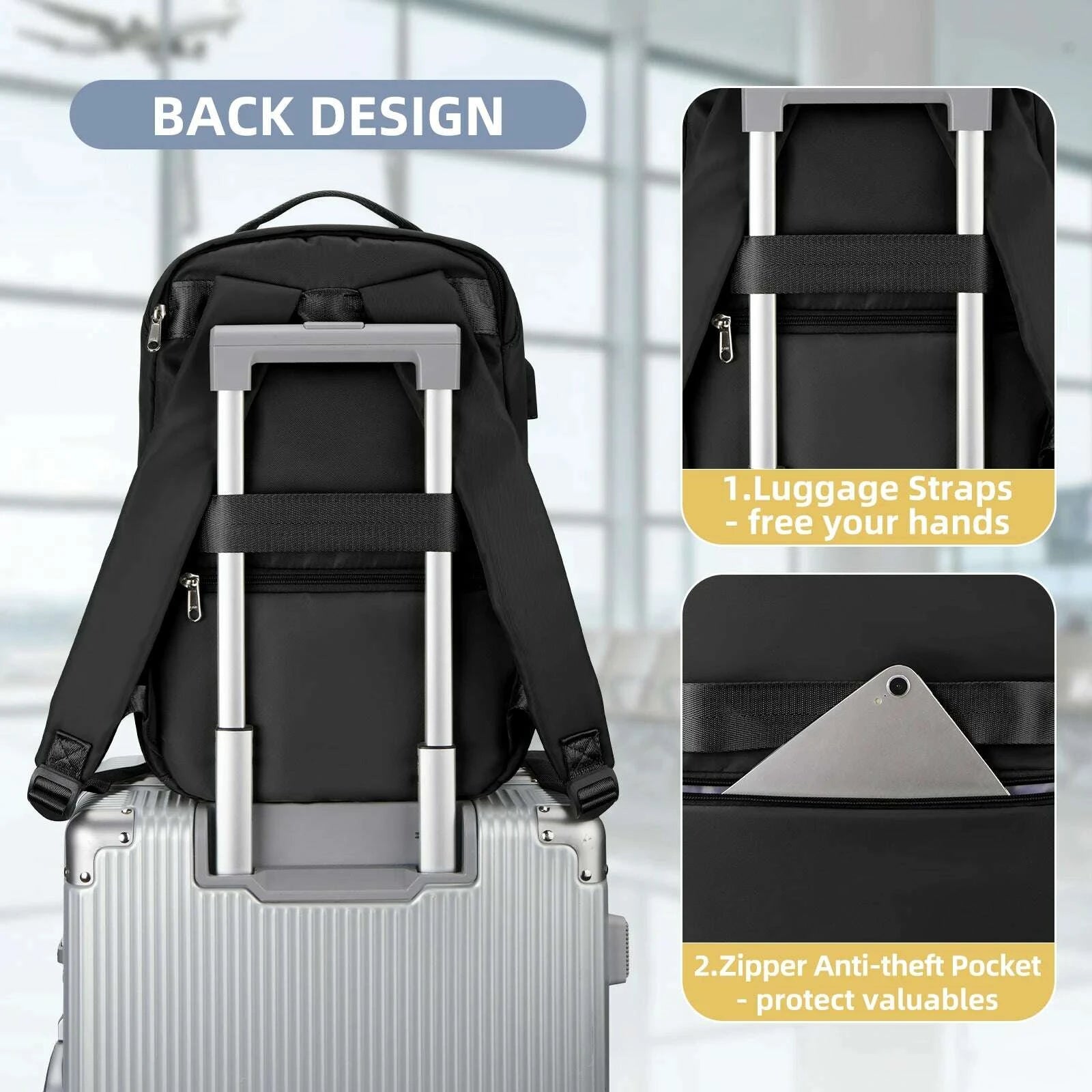 KIMLUD, Ryanair Backpack 40x20x25 Cabin Bag, Hand Luggage Travel Backpack for Easyjet Cabin Bag 45x36x20, Laptop Backpack for Women/Men, KIMLUD Womens Clothes