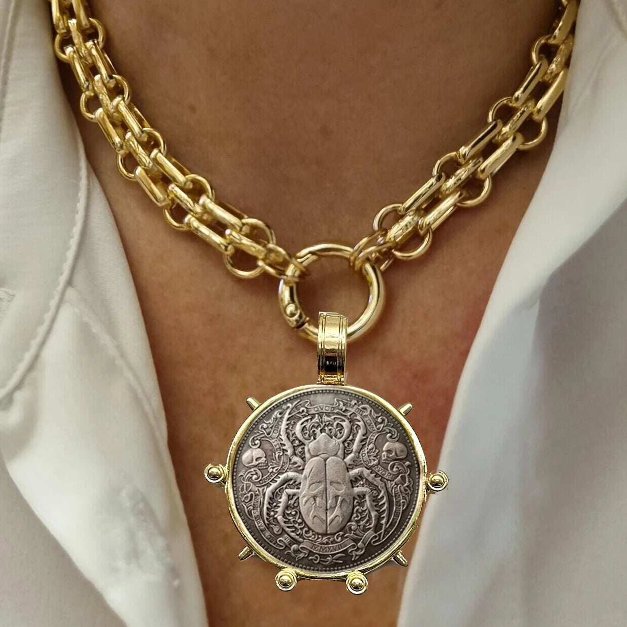 Copper Orla Coin Pendant Necklace — Copper | KIMLUD
