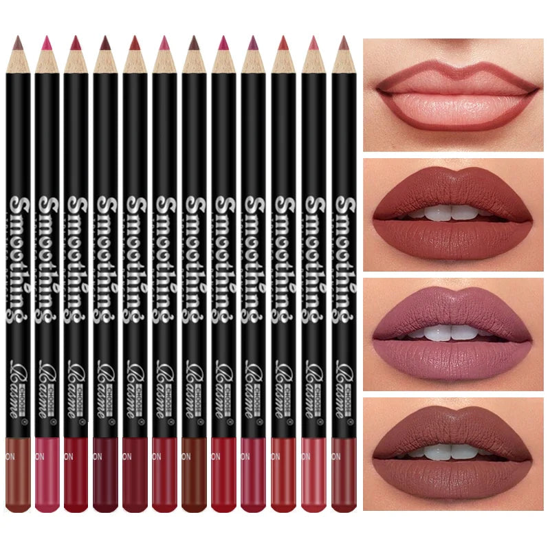 Long-Lasting Lipstick Set Lip Liner Pencil And Matte Lip Gloss — Red Family Shades | KIMLUD