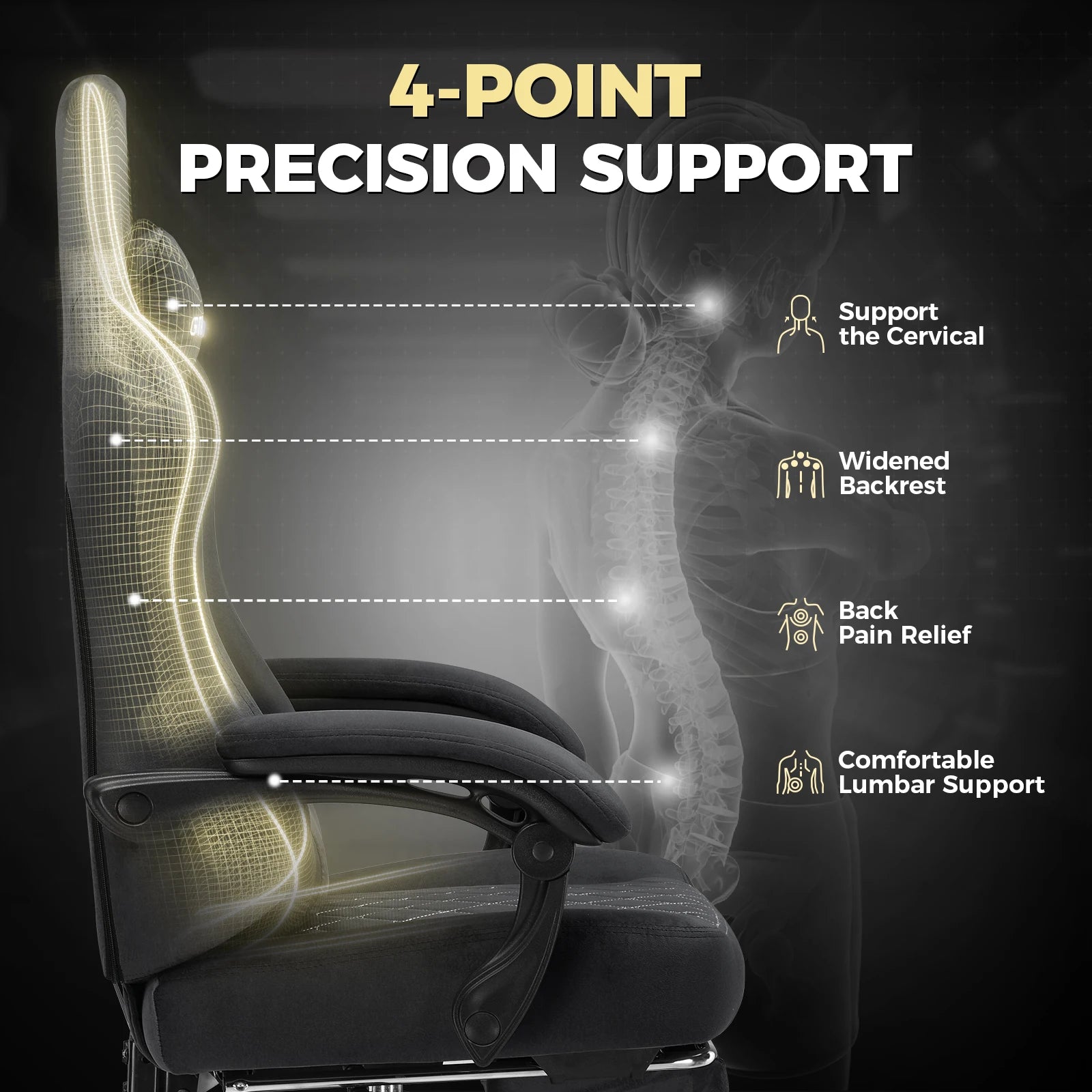 Gaming Chair – Ergonomic – Fabric | KIMLUD