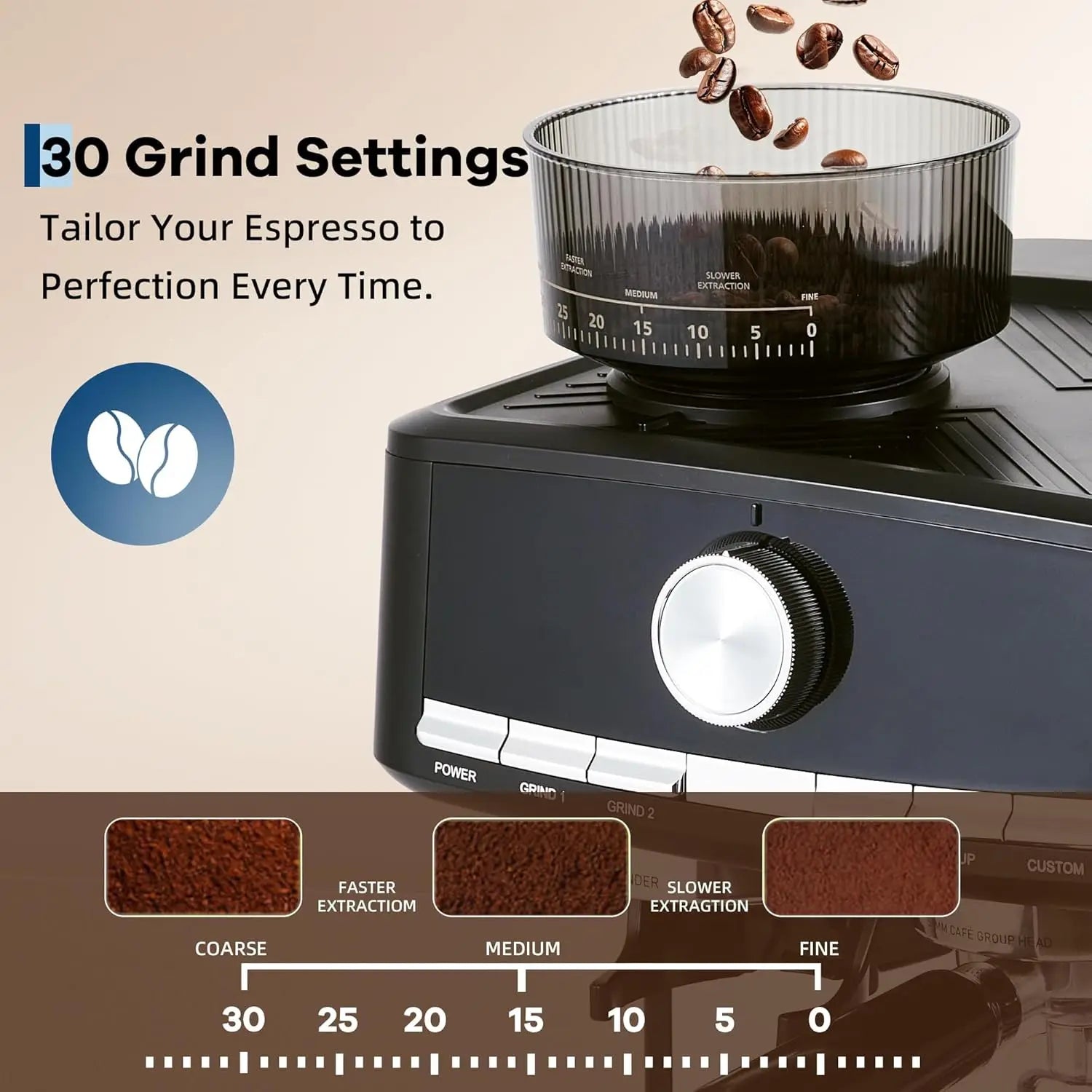 Espresso Machine – 15 Bar Pressure – With Milk Frother and Grinder – Plastic Housing | KIMLUD