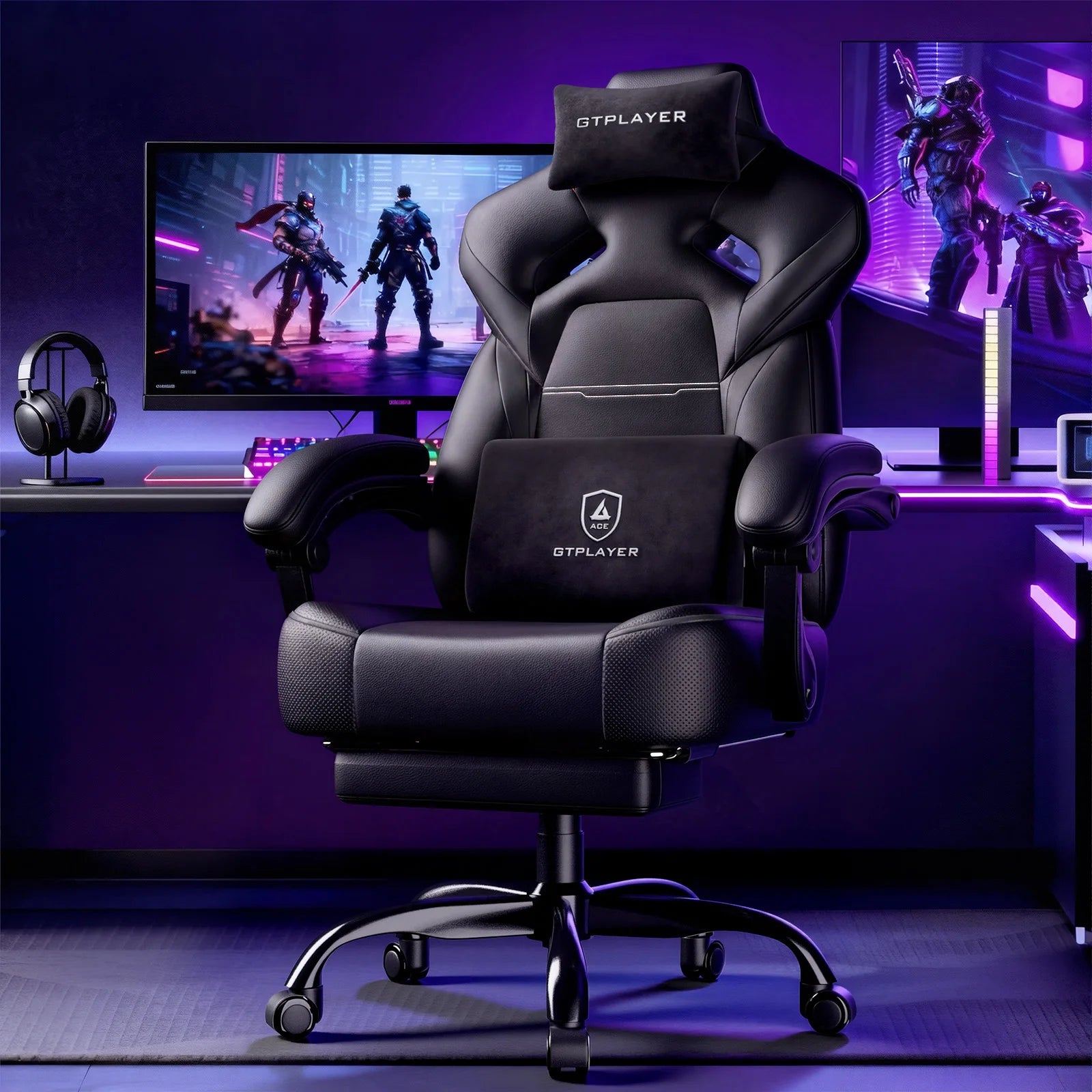 Gaming Chair – Height Adjustable Ergonomic – Synthetic Leather | KIMLUD