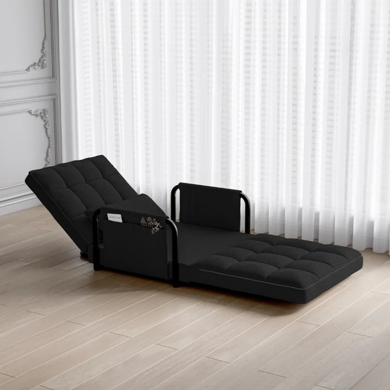 Velvet Chauffeuse Armchair With 5-Position Back — Black | KIMLUD