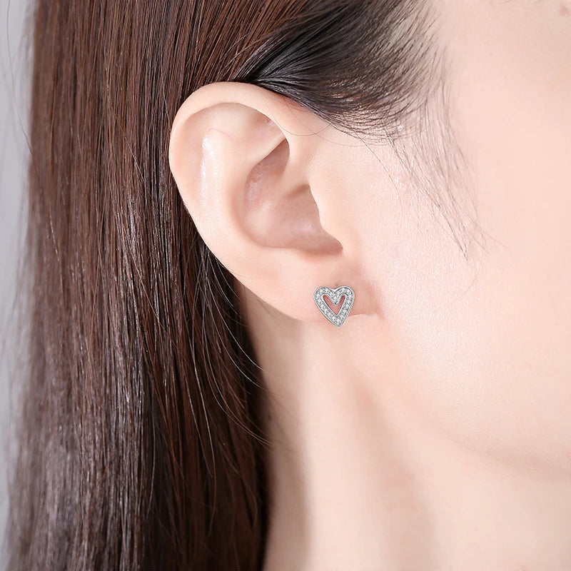 Sterling Silver Stud Hoop Earrings Crown Heart Bee — Rose Gold | KIMLUD
