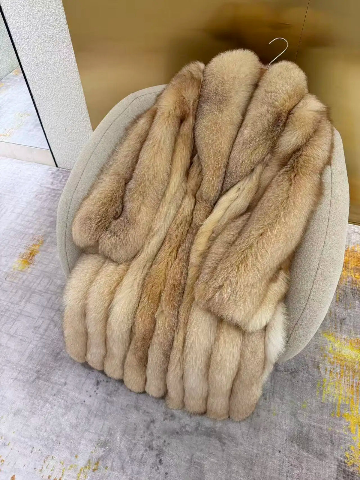 Long Coat – Fluffy Faux Fur – Beige | KIMLUD