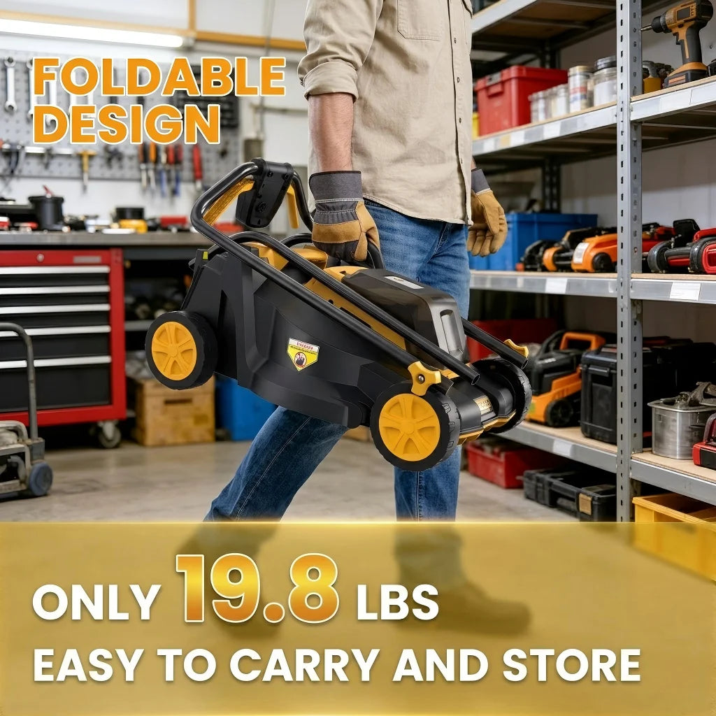 Cordless Lawn Mower – 3-Position Height Adjustment – Foldable | KIMLUD