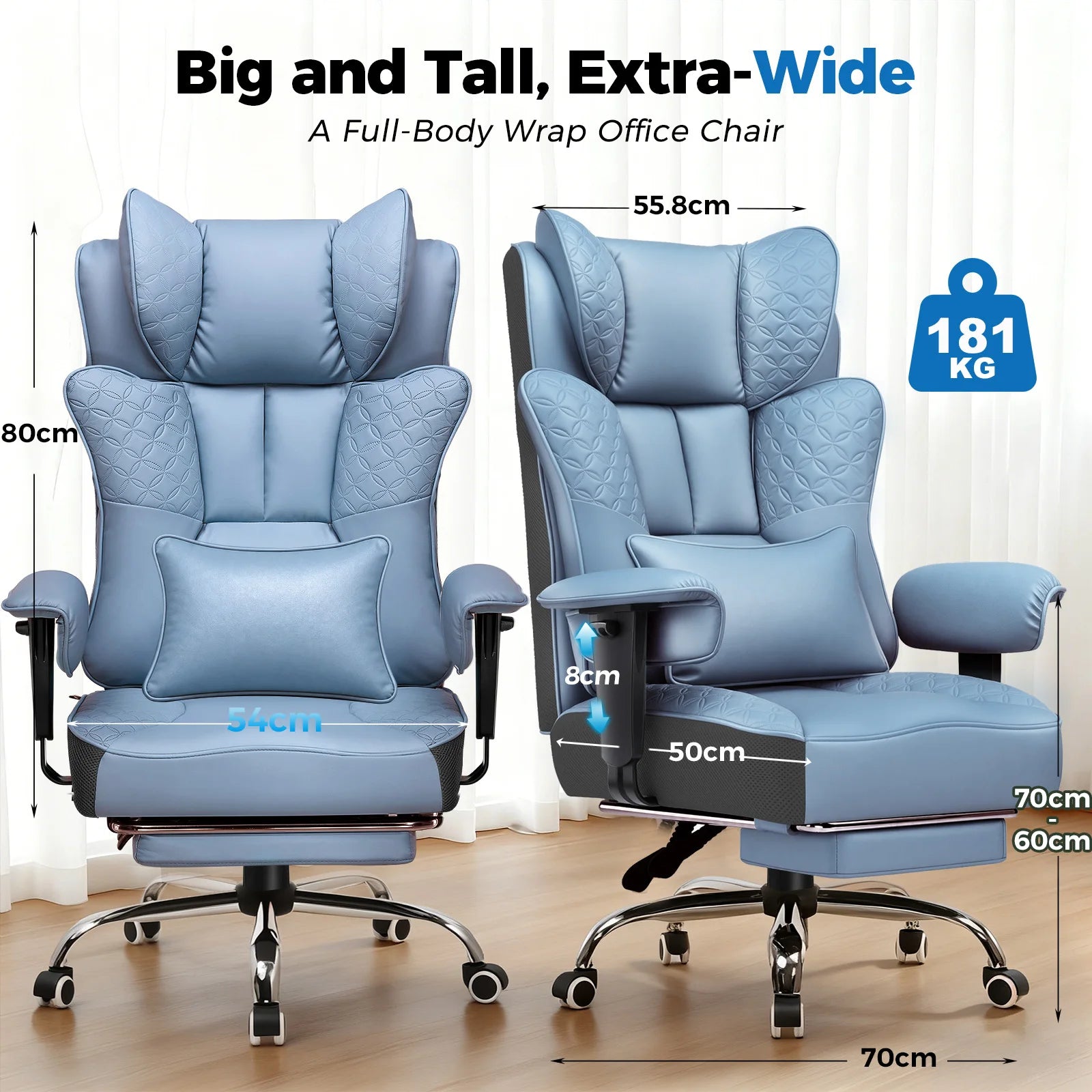 Gaming Chair – Ergonomic with Footrest – PU Leather | KIMLUD
