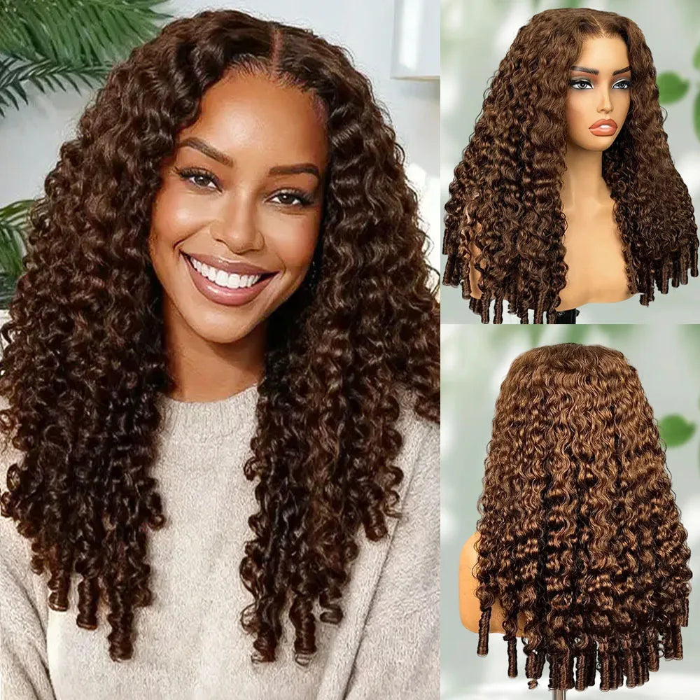 360 Full Lace Wig – 30 Inch Burmese Curly – Human Hair – Chocolate Brown | KIMLUD