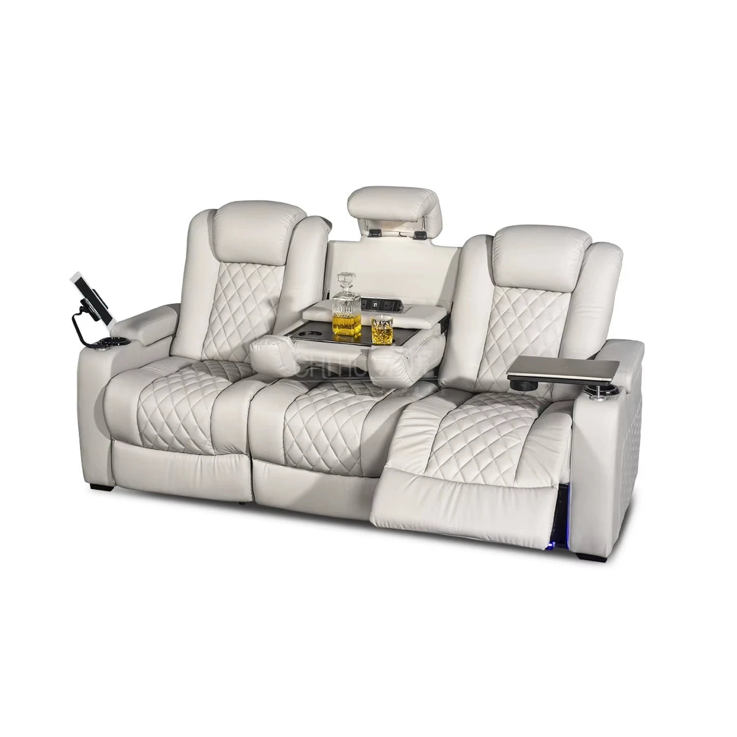 Minimalist Cinema Sofa 3-Seater Electric Recliner — White | KIMLUD