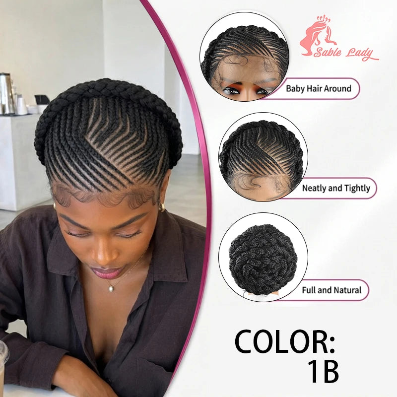 Braided Wig – HD Lace Front Glueless Updo – High Temperature Fiber | KIMLUD