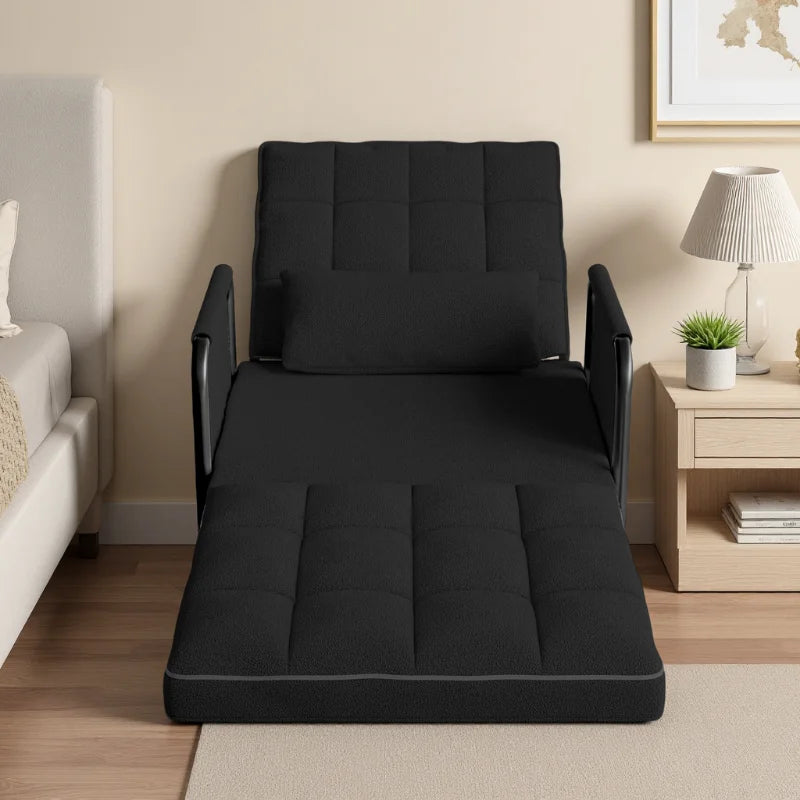 Velvet Chauffeuse Armchair With 5-Position Back — Black | KIMLUD