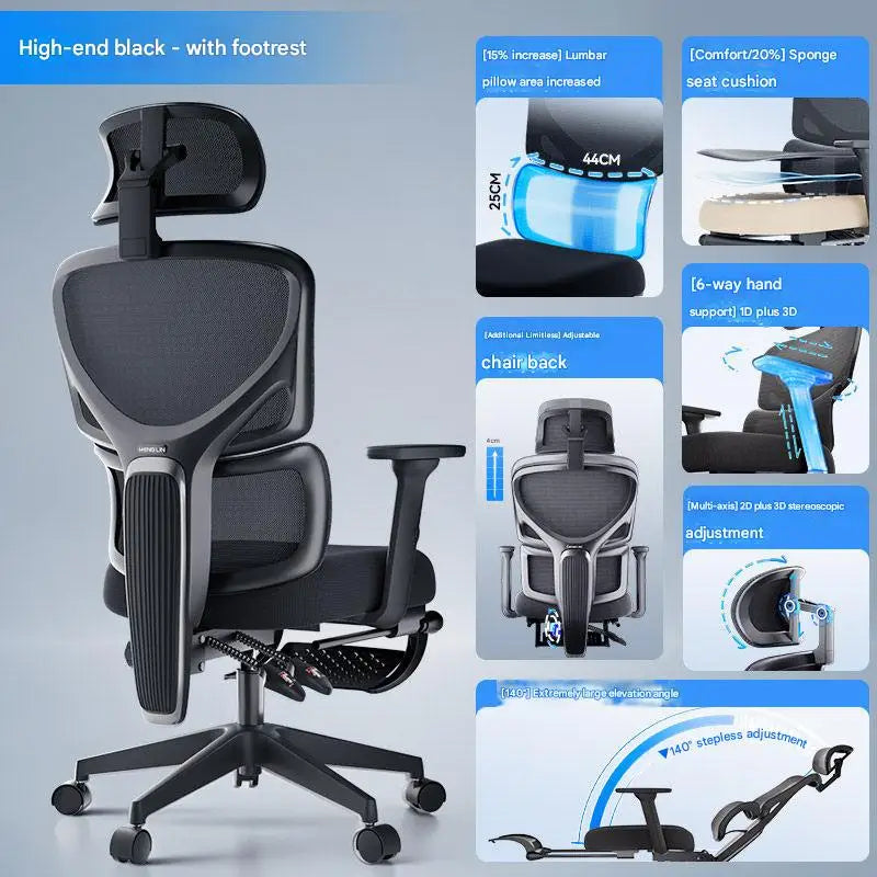 Ergonomic Gaming Chair With Lumbar Support And Breathable Mesh Back — Pale Gray | KIMLUD