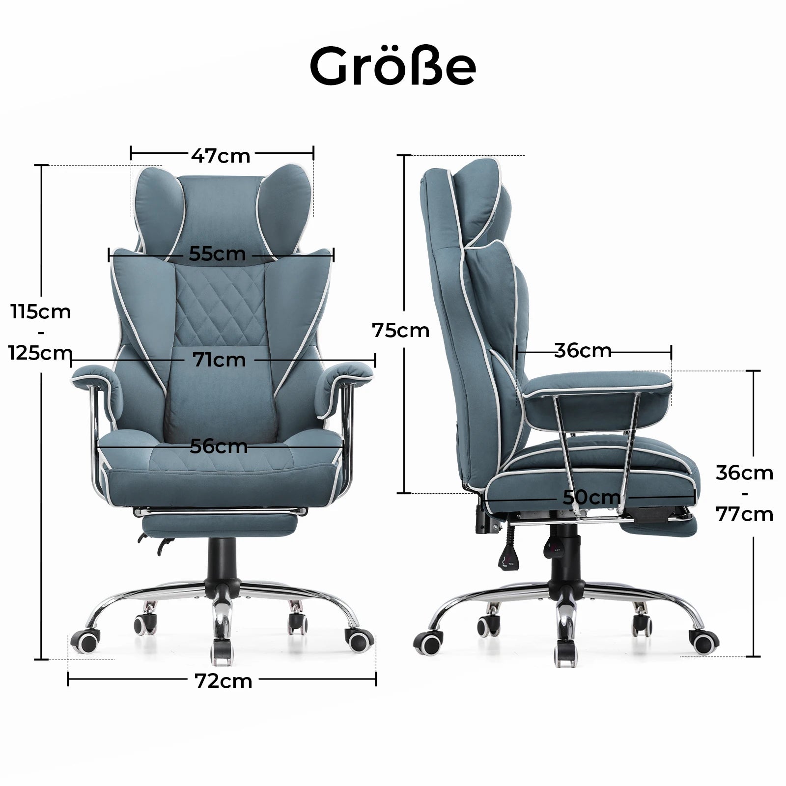 Gaming Chair – Pocket Spring Lumbar Support – Fabric – KIMLUD