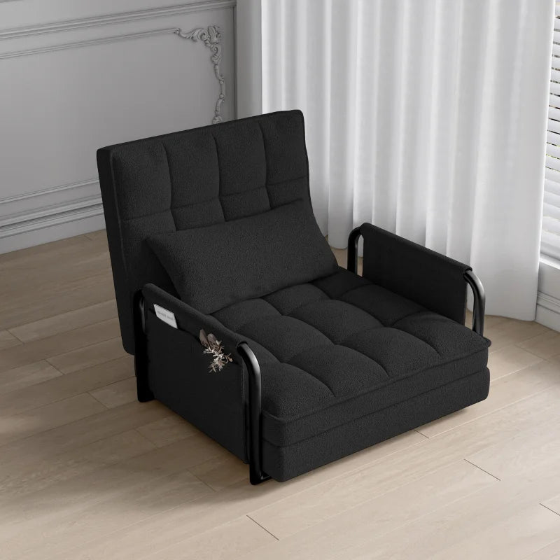 Velvet Chauffeuse Armchair With 5-Position Back — Black | KIMLUD