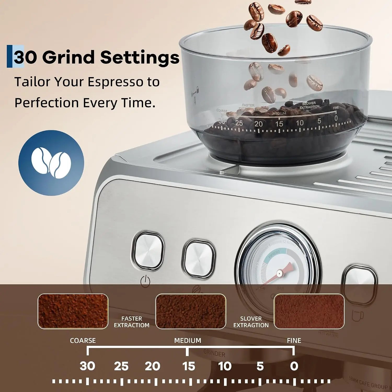 Coffee Machine – Conical Burr Grinder – 20 Bar | KIMLUD