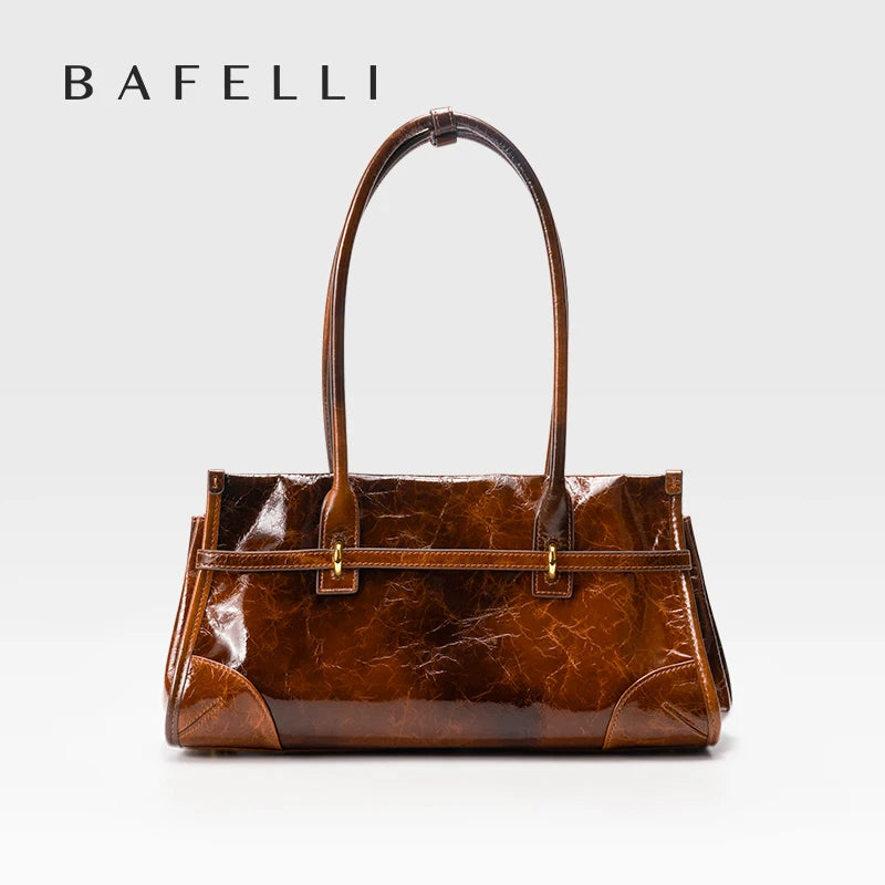 Oil Wax Leather Boston Bag Crossbody — Cognac | KIMLUD
