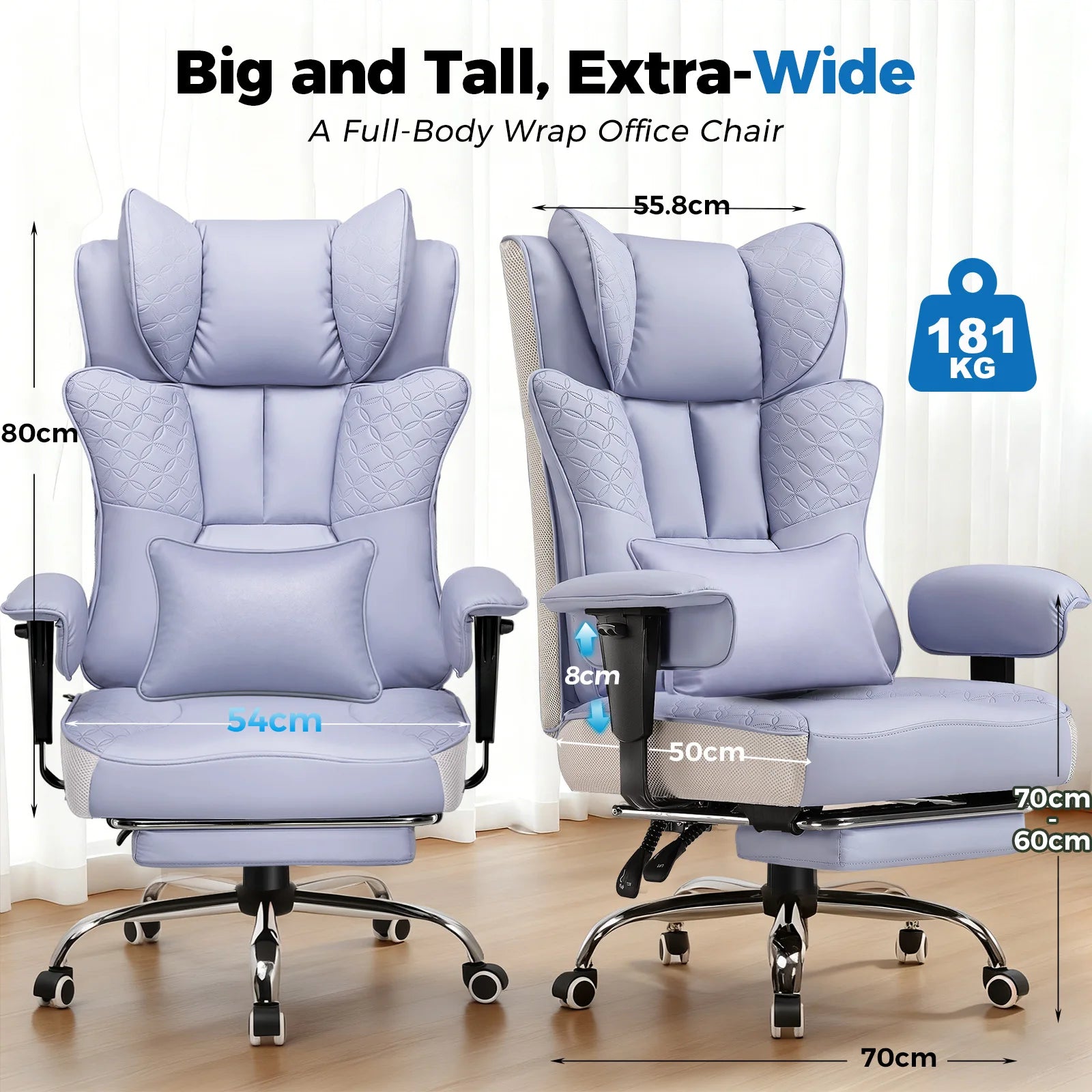 Gaming Chair – Ergonomic with Footrest – PU Leather | KIMLUD