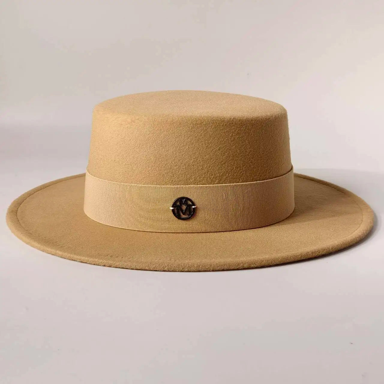 Felt Fedora Hat Flat-Top Wide-Brim — Black | KIMLUD