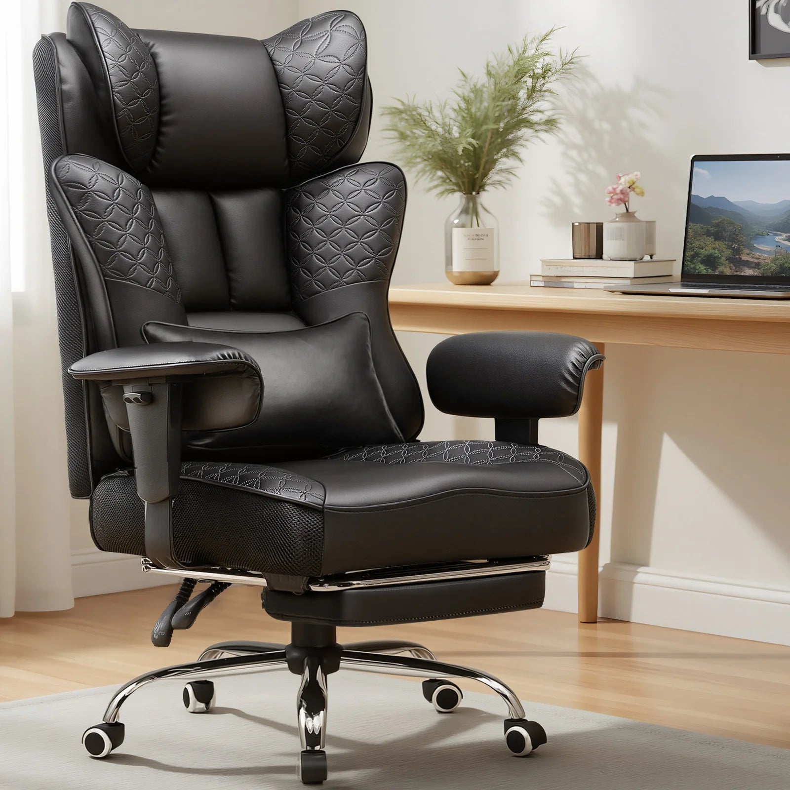 Gaming Chair – Ergonomic with Footrest – PU Leather | KIMLUD