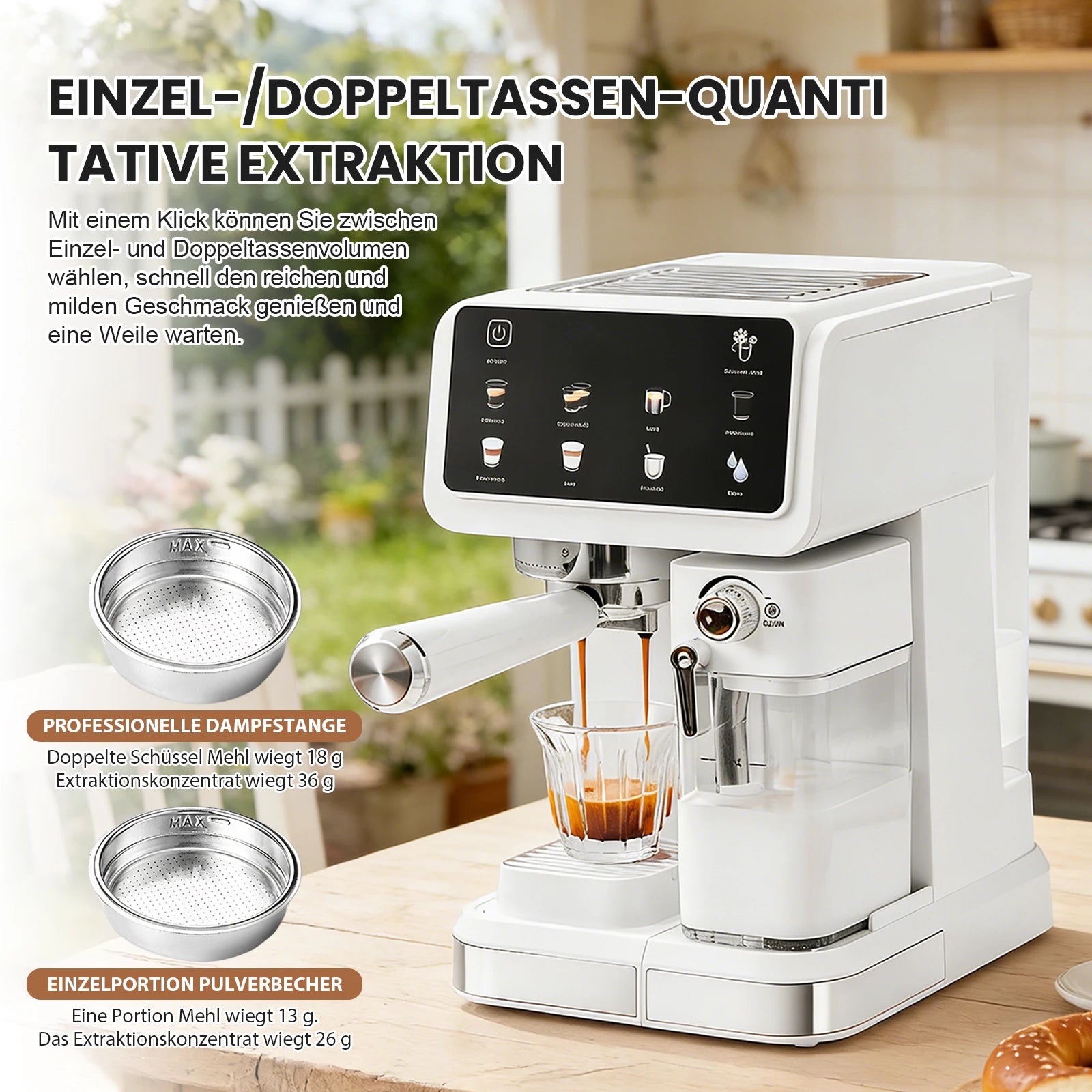 Espresso Coffee Maker – Automatic Portafilter – White | KIMLUD