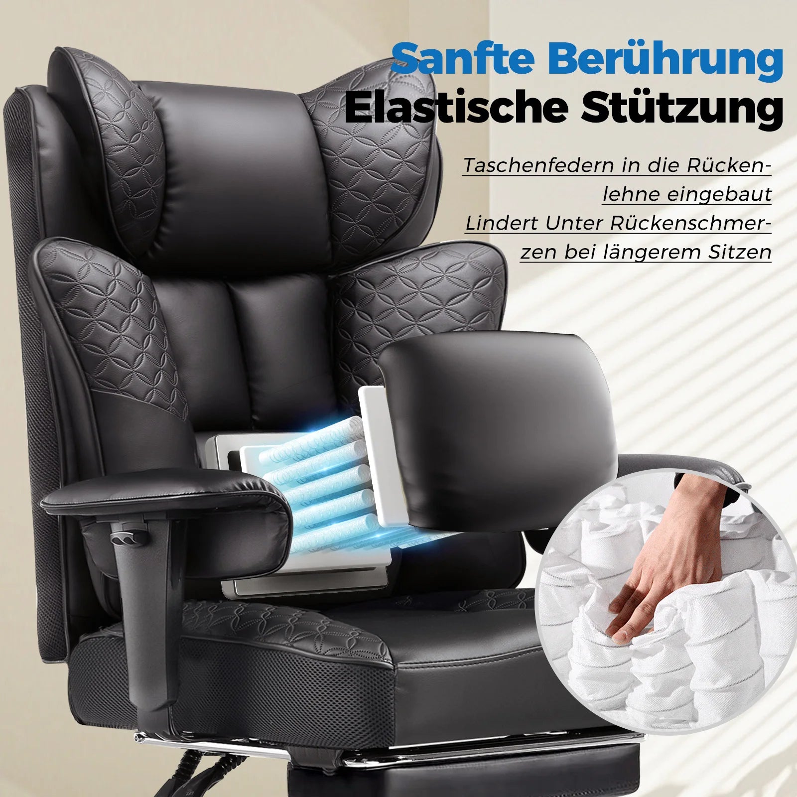 Gaming Chair – Ergonomic with Footrest – PU Leather | KIMLUD