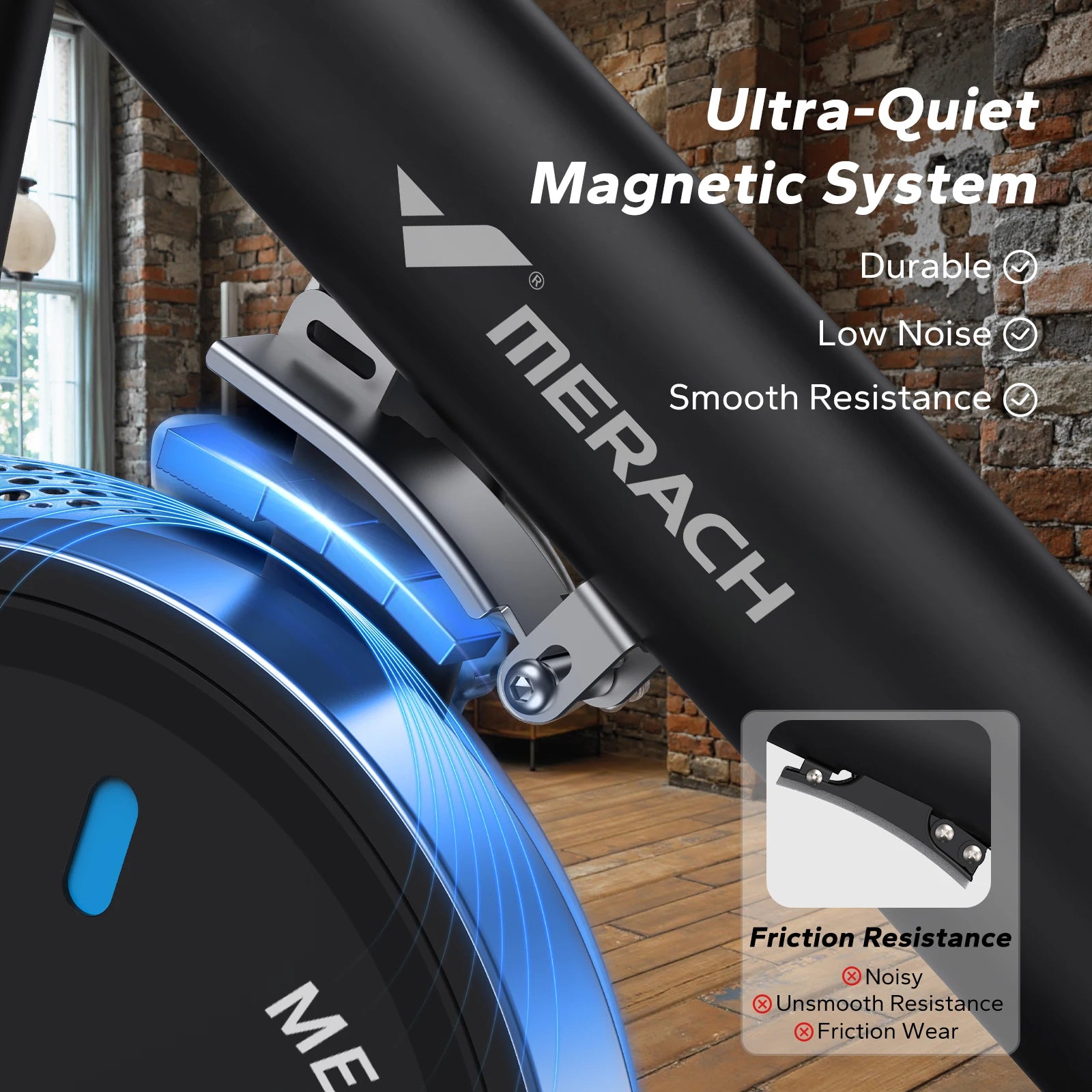 Alloy Steel Brake Pad — Quiet Magnetic Indoor Cycling — Magnetic Black | KIMLUD