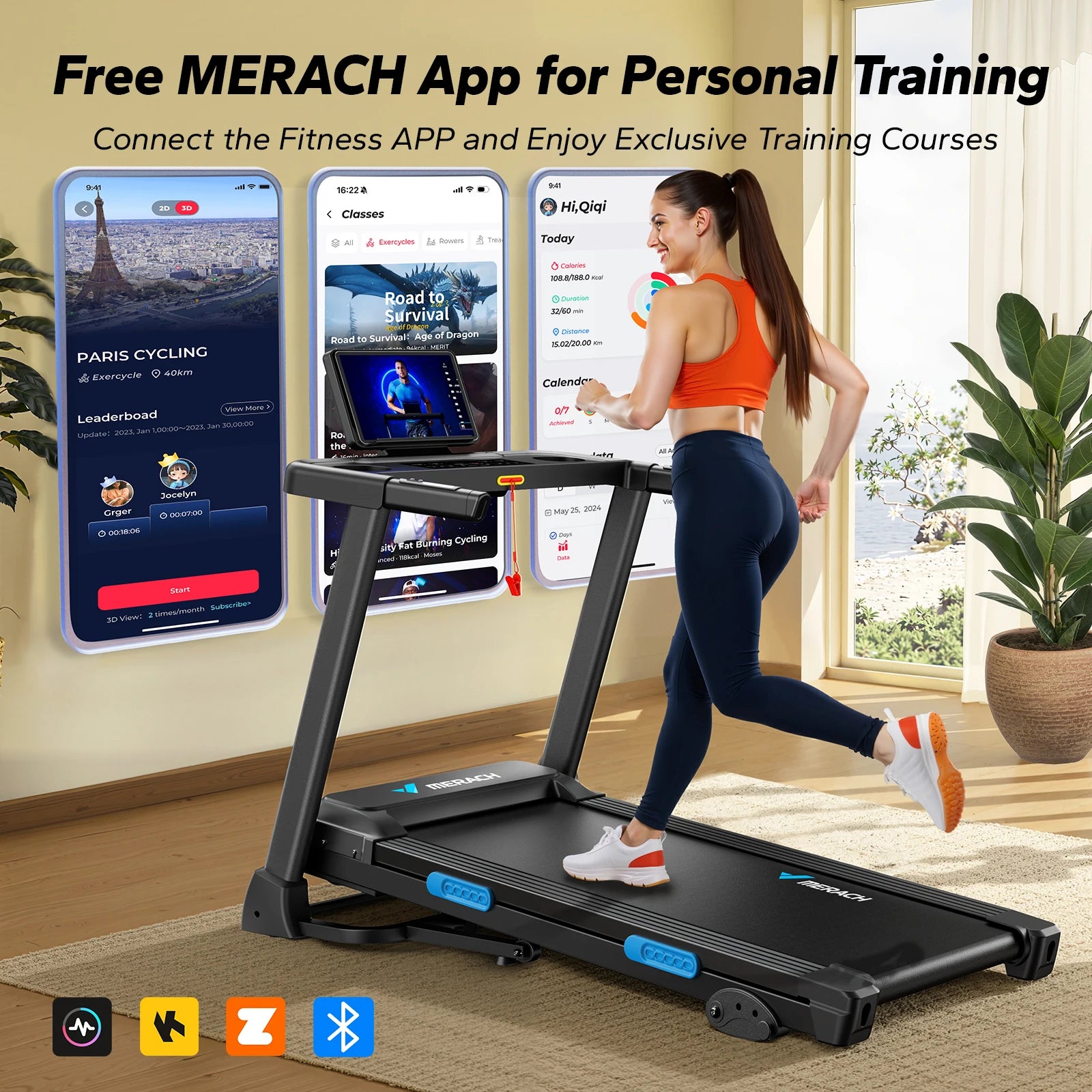 Alloy Steel Foldable Treadmill T12 Incline — Black | KIMLUD