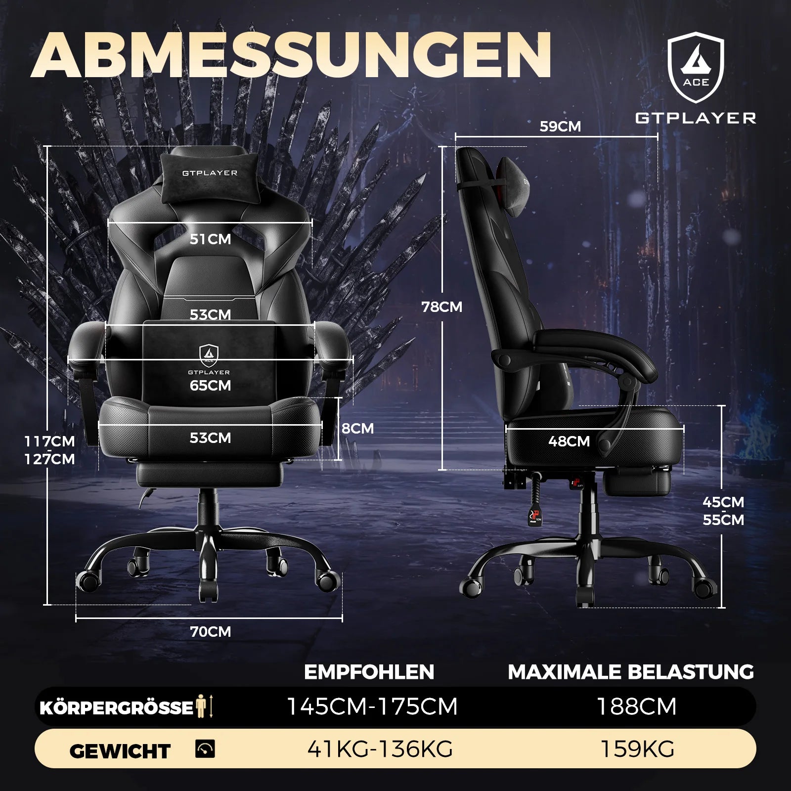 Gaming Chair – Height Adjustable Ergonomic – Synthetic Leather | KIMLUD