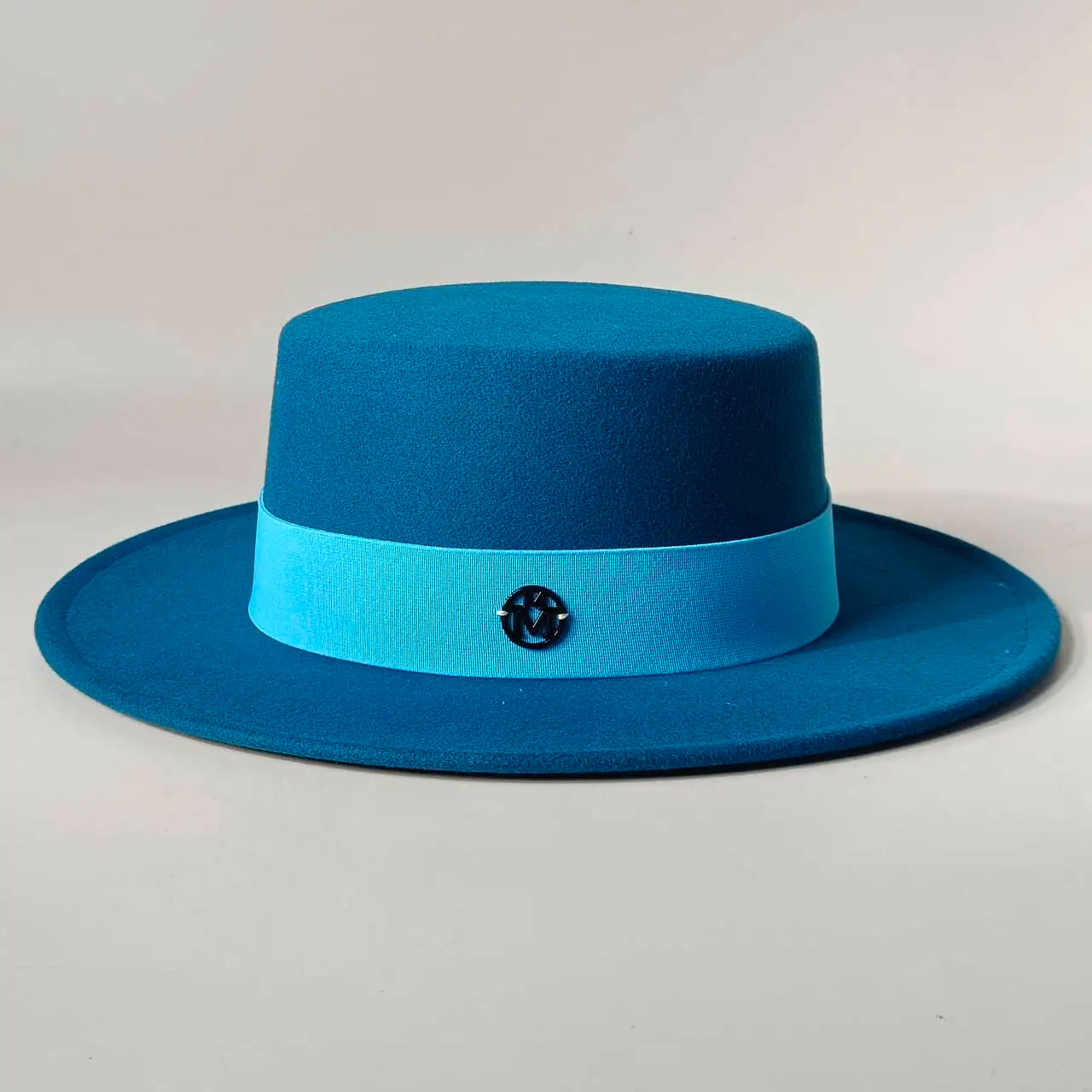 Felt Fedora Hat Flat-Top Wide-Brim — Black | KIMLUD