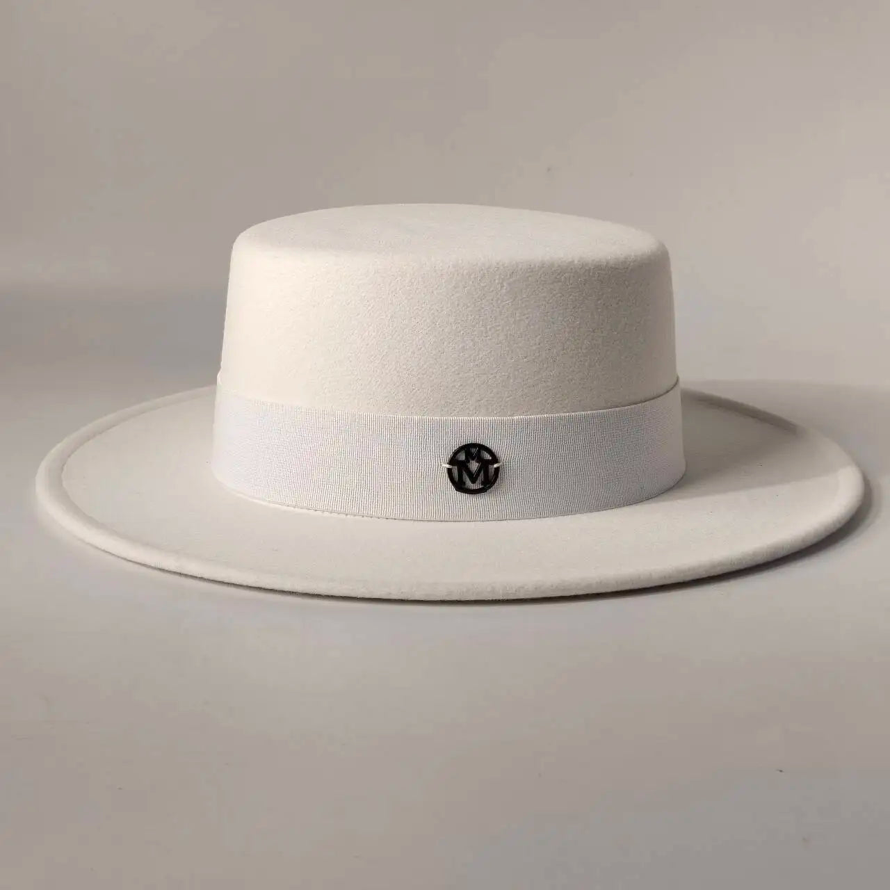 Felt Fedora Hat Flat-Top Wide-Brim — Black | KIMLUD