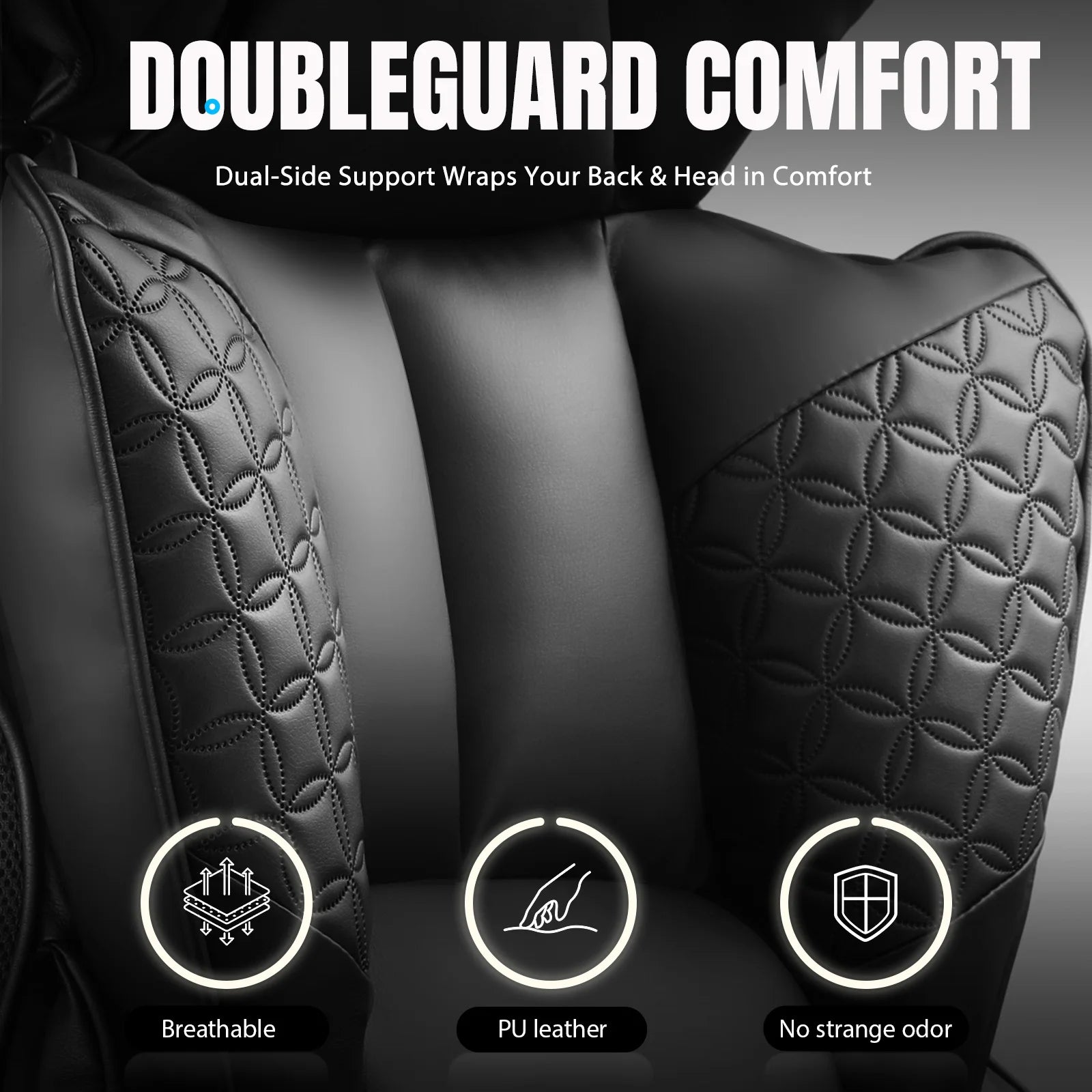 Genuine Leather Ergonomic Office Chair With Footrest And Adjustable Armrests — Black | KIMLUD