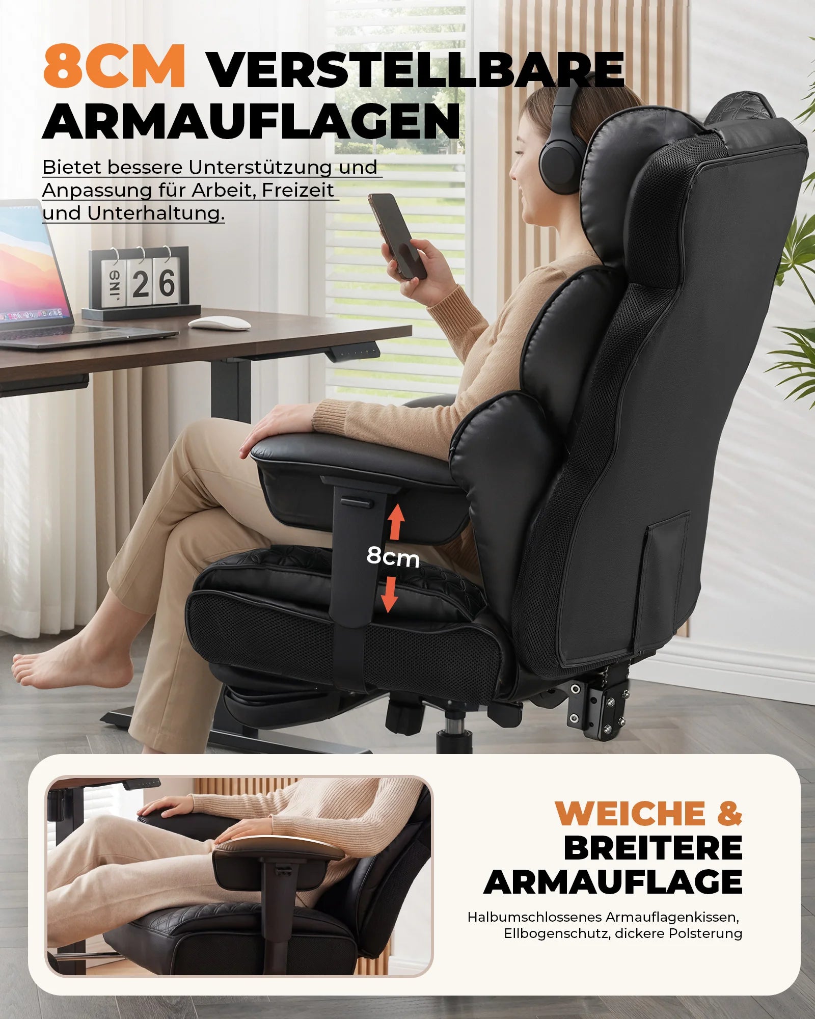 Gaming Chair – Ergonomic High Back – 400 Lb Capacity – Synthetic Leather | KIMLUD