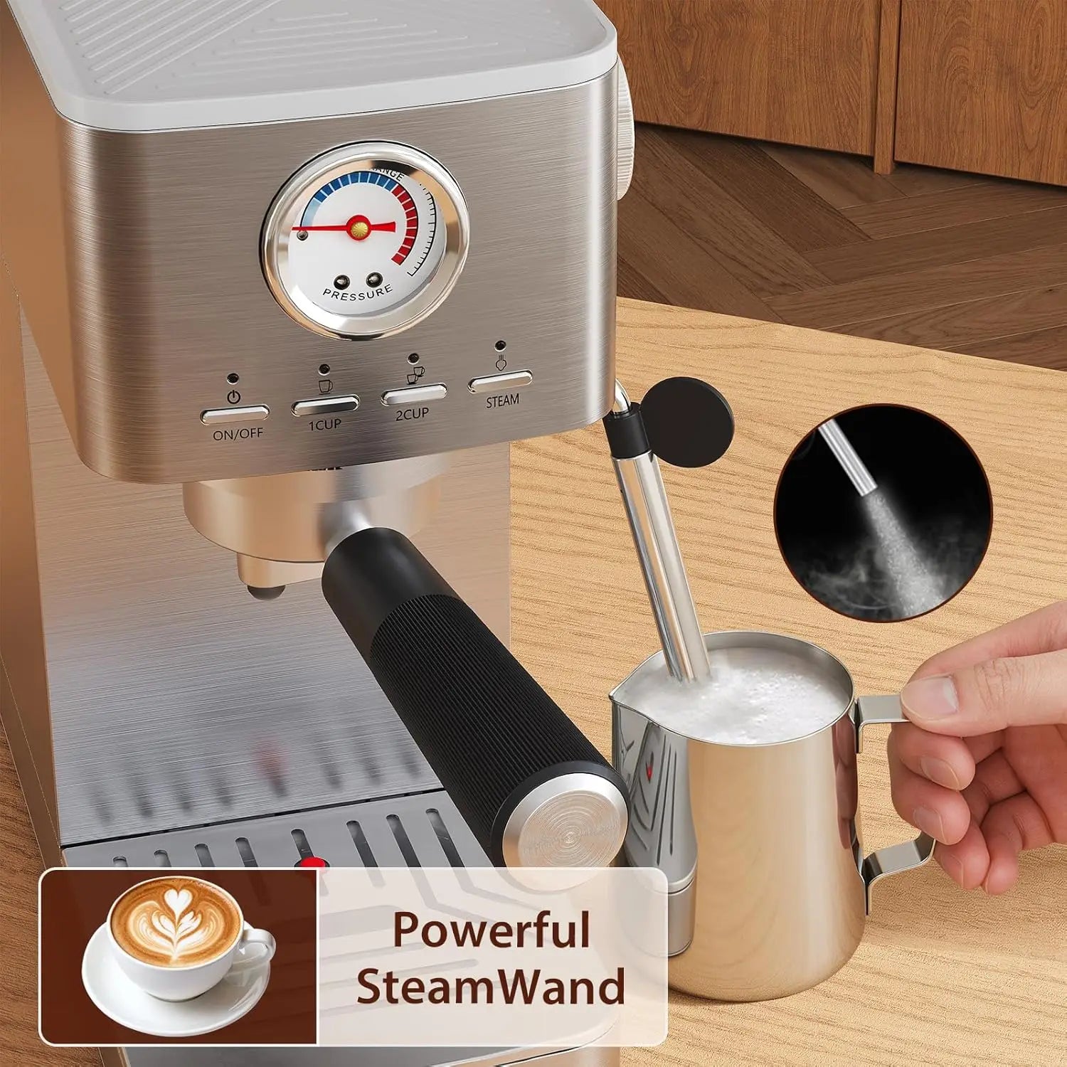 Espresso Machine – Compact Semi-Automatic – 1-2 Cups | KIMLUD