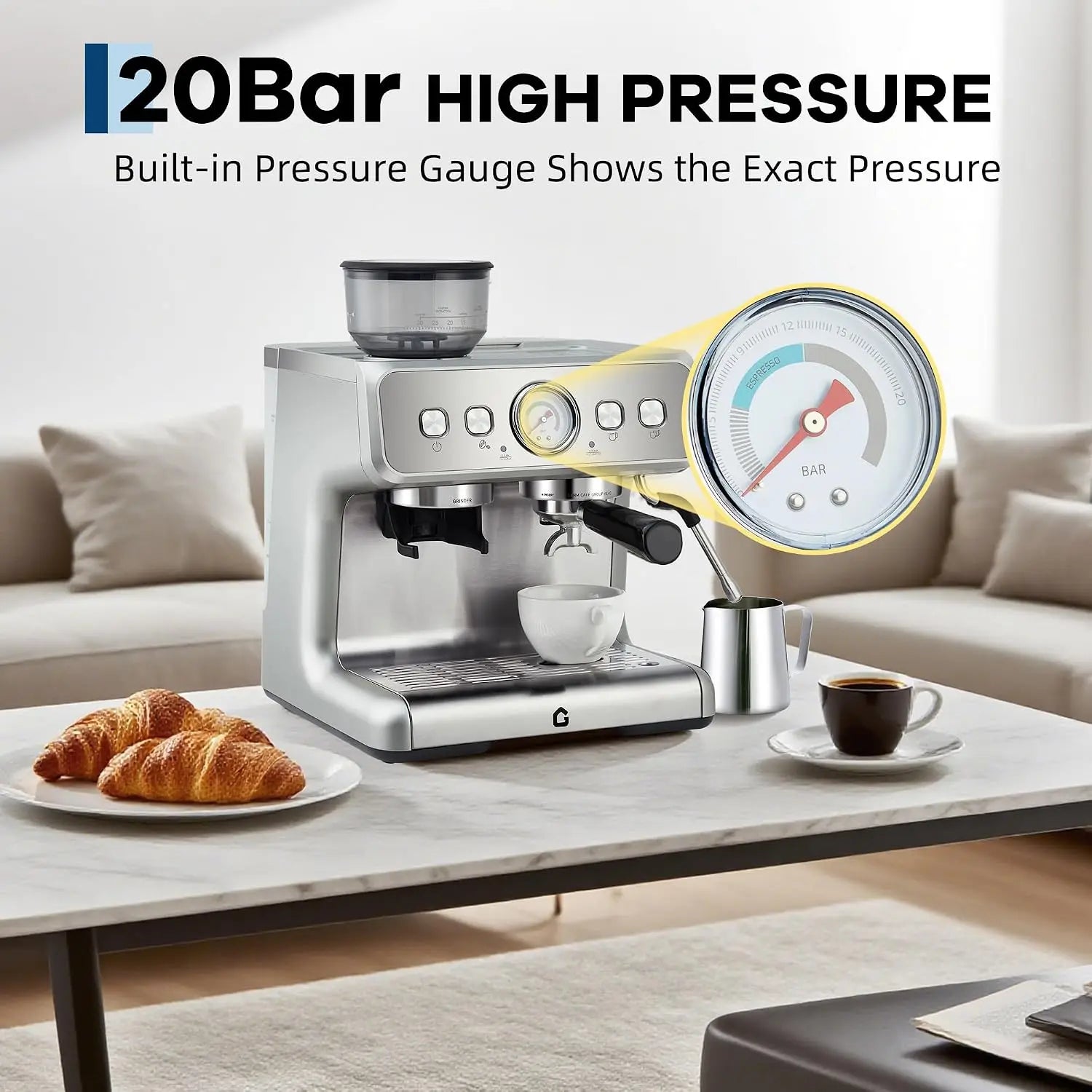 Coffee Machine – Conical Burr Grinder – 20 Bar | KIMLUD