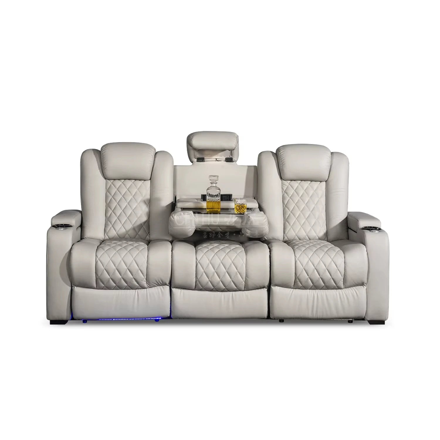 Minimalist Cinema Sofa 3-Seater Electric Recliner — White | KIMLUD