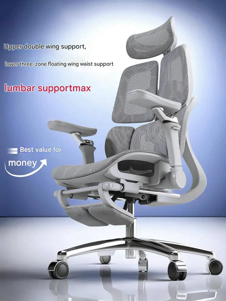 Ergonomic Office Chair With Lumbar Support And Adjustable Height And Swivel — Gray | KIMLUD