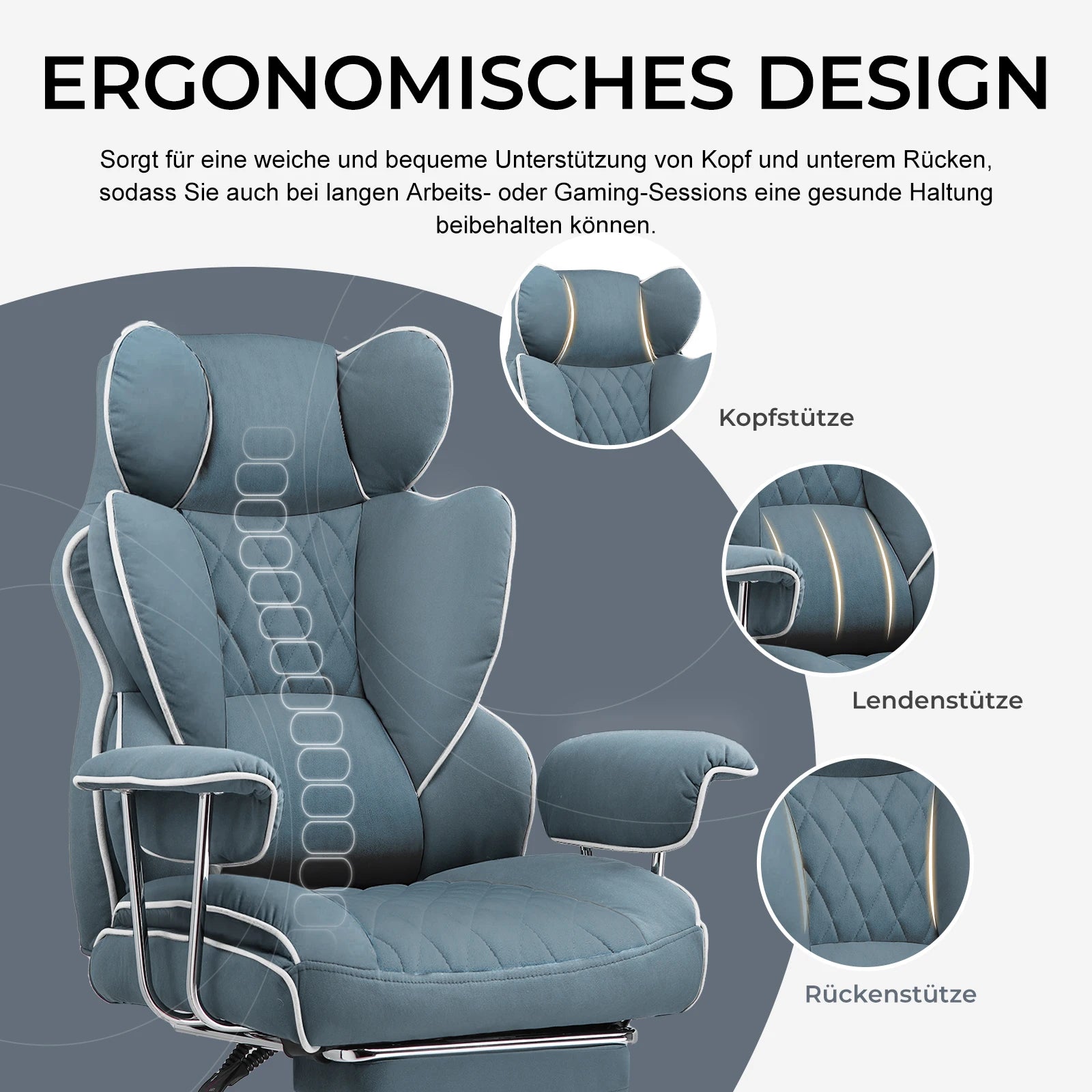 Gaming Chair – Pocket Spring Lumbar Support – Fabric – KIMLUD