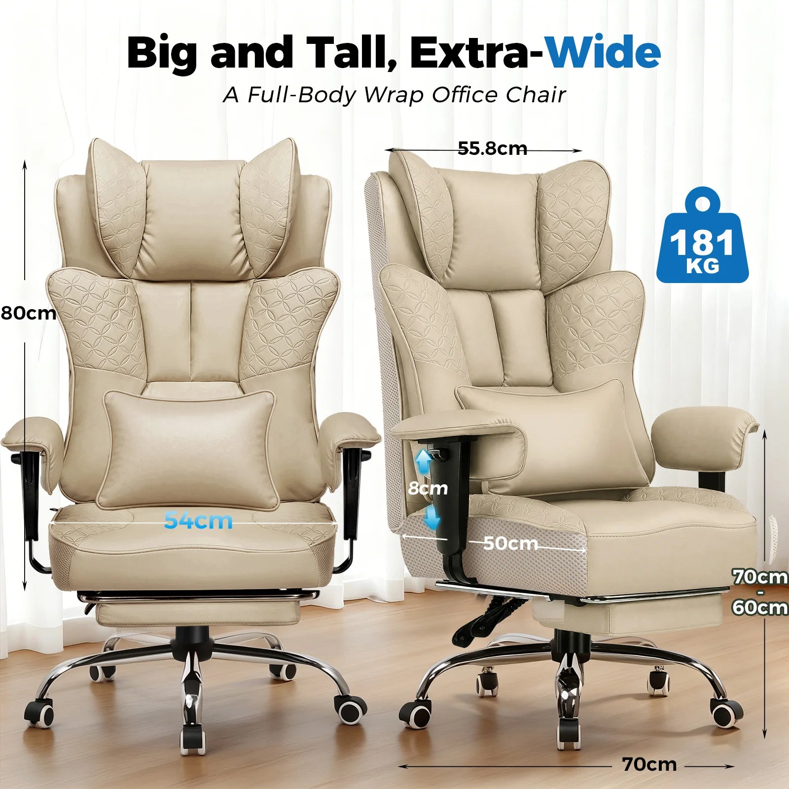 Gaming Chair – Ergonomic with Footrest – PU Leather | KIMLUD
