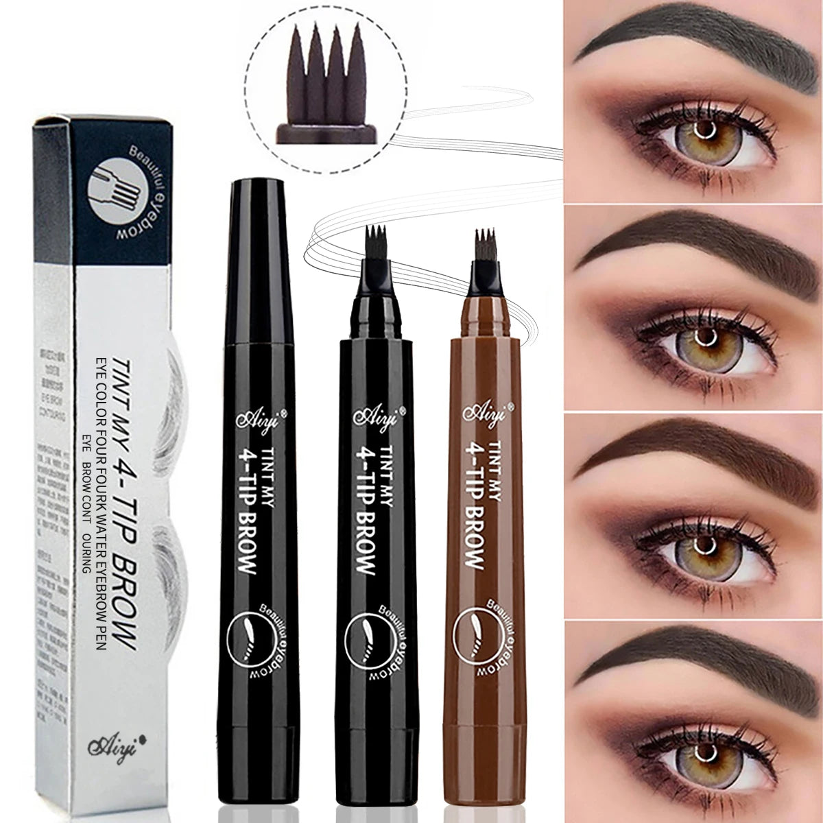 Four-Pronged Eyebrow Pencil Waterproof Long-Lasting Non-Decoloring Four-Pronged Wild Eyebrow Pencil Liquid Water Eyebrow Pencil