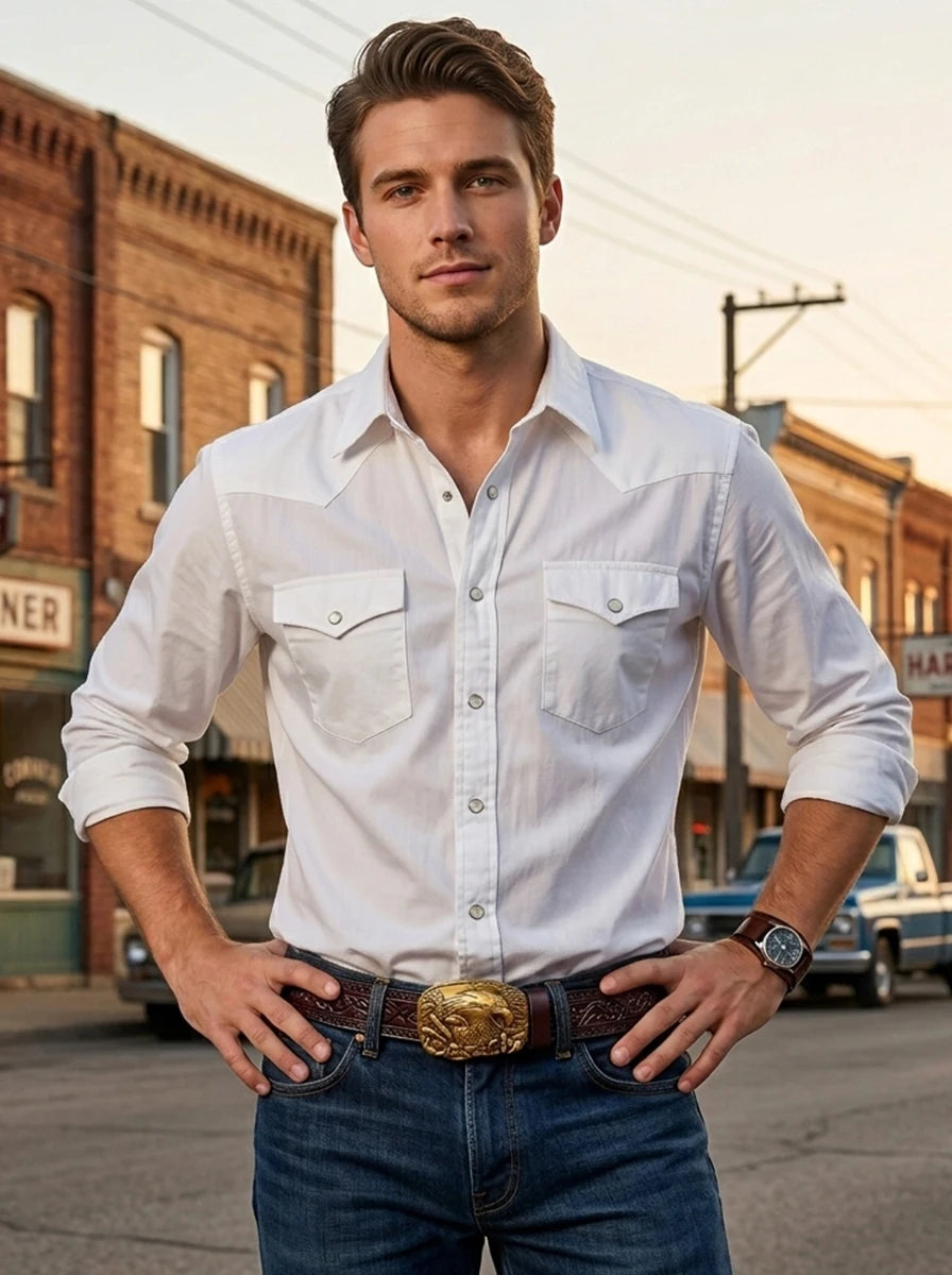 Men's Belt – Eagle Automatic Buckle 3.5cm – Split Leather | KIMLUD
