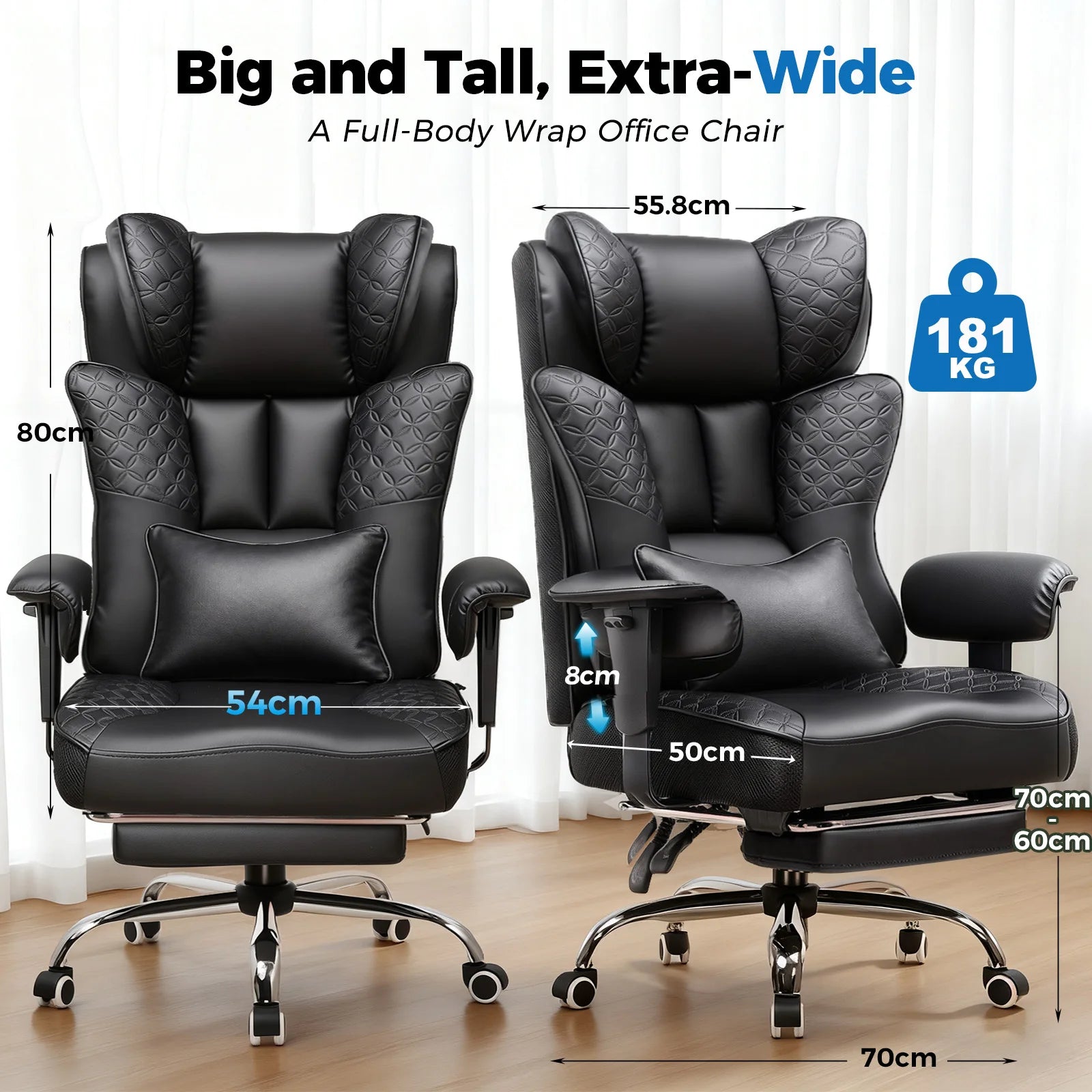 Gaming Chair – Ergonomic with Footrest – PU Leather | KIMLUD