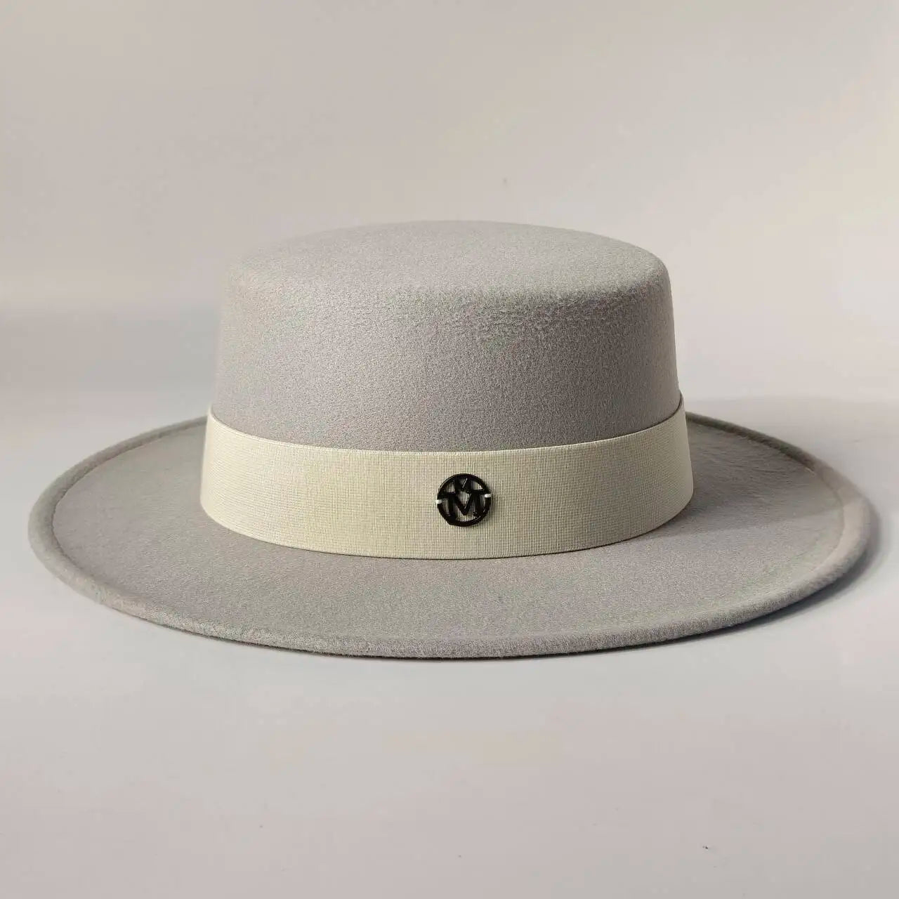 French Felt Flat-Top Wide-Brim Hat — Ivory | KIMLUD
